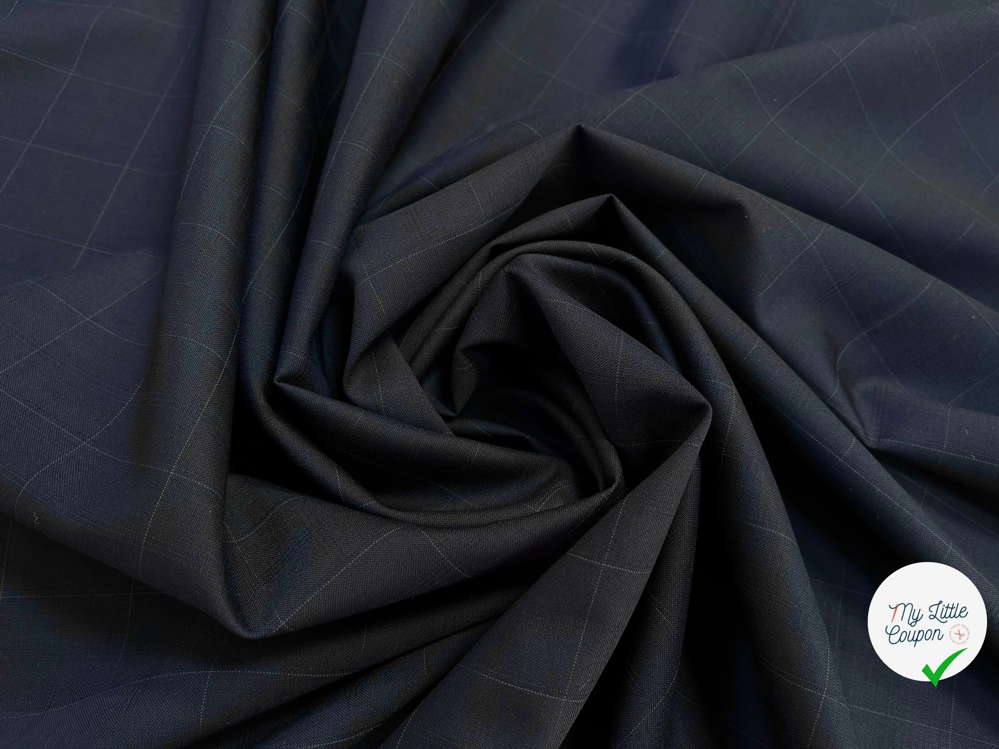 DRAPERIE DE LAINE BLEU NUIT À CARREAUX DEPERLANTE CHIC - My Little Coupon