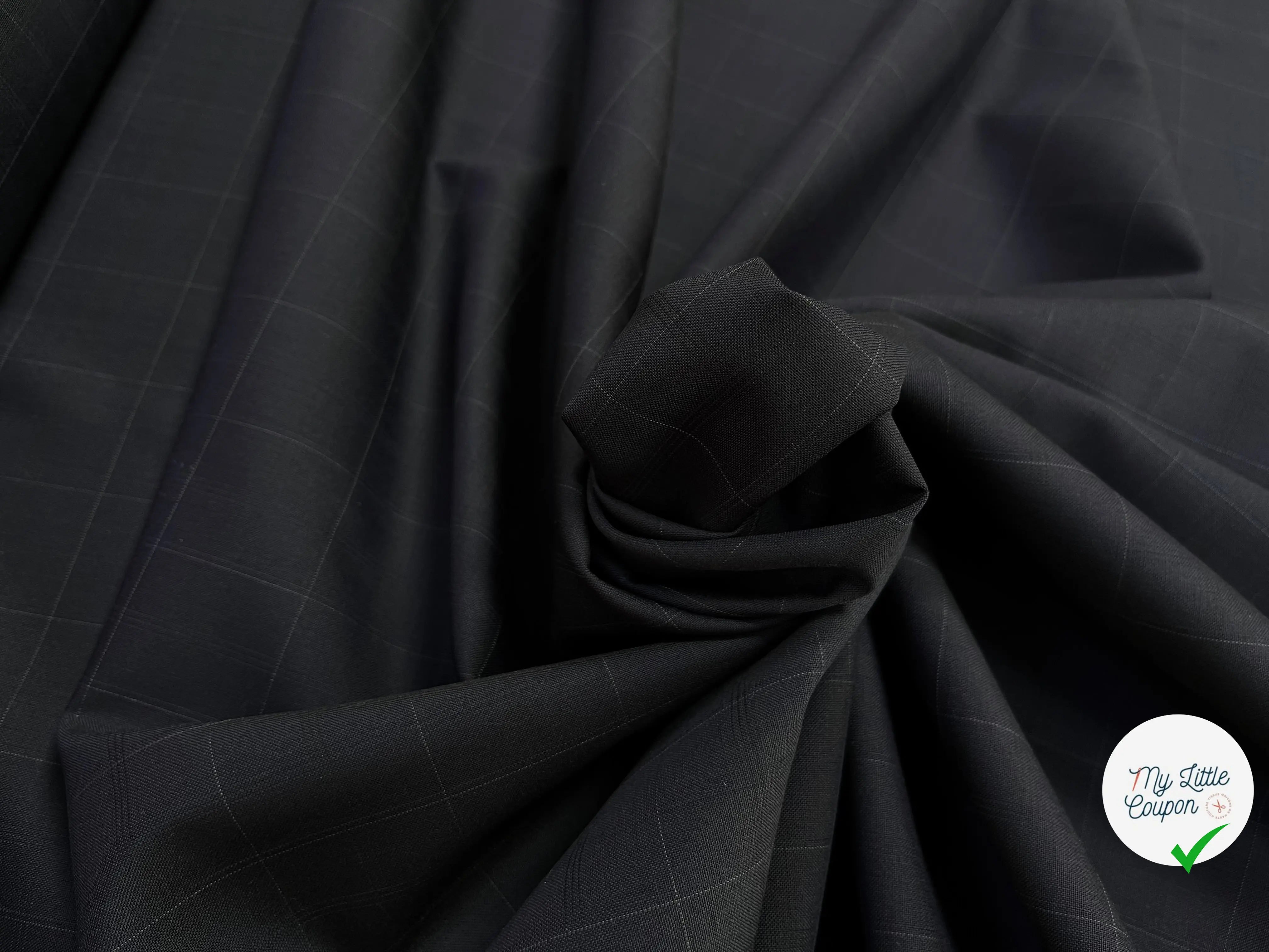 DRAPERIE DE LAINE BLEU NUIT À CARREAUX DEPERLANTE CHIC - My Little Coupon