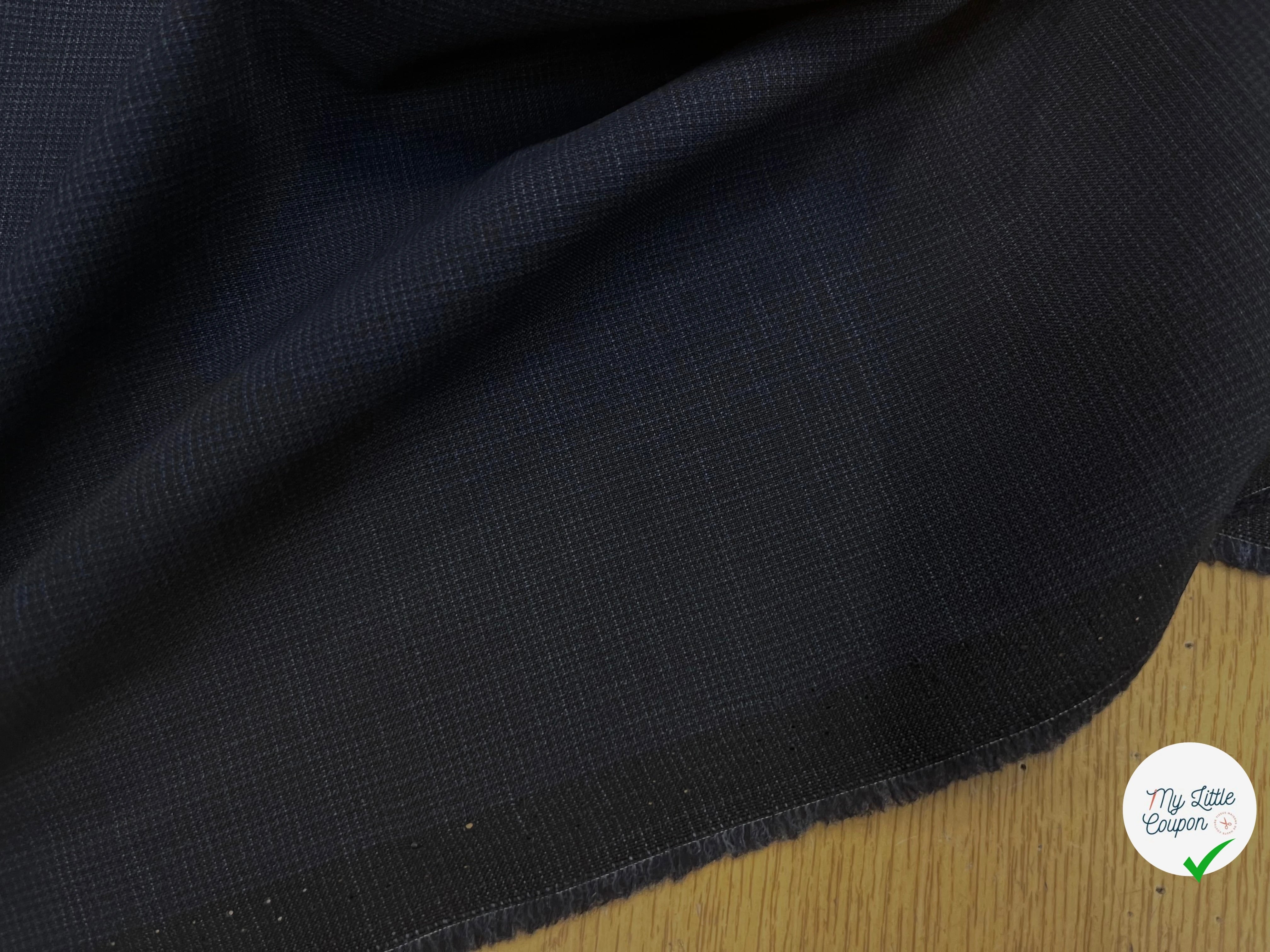 DRAPERIE DE LAINE BLEU NUIT DEPERLANTE PETIT CARREAUX - My Little Coupon