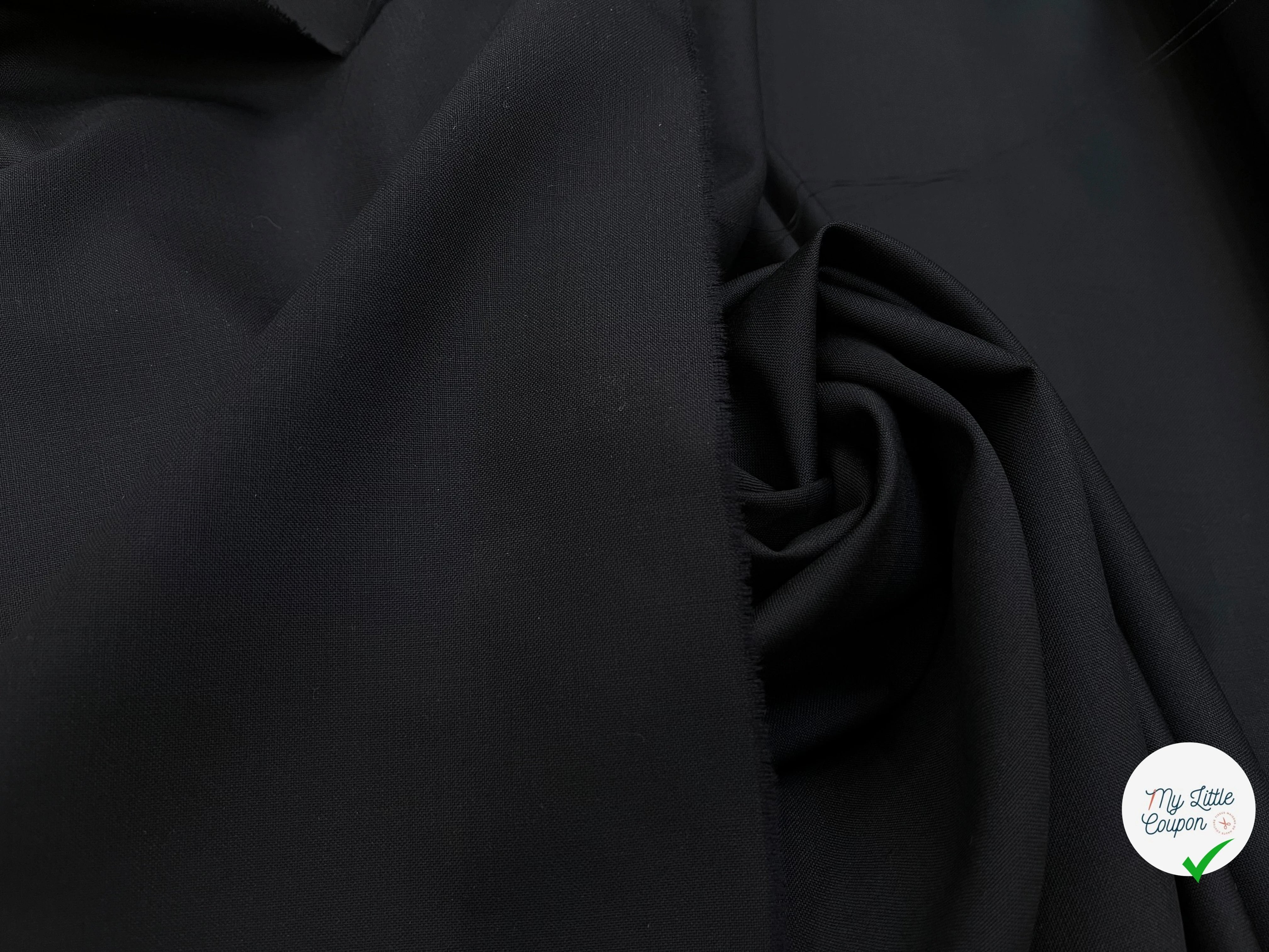 DRAPERIE DE LAINE BLEU NUIT FONCÉ DEPERLANTE FILS MULTICOLORES SUR LES LISIÈRES - My Little Coupon