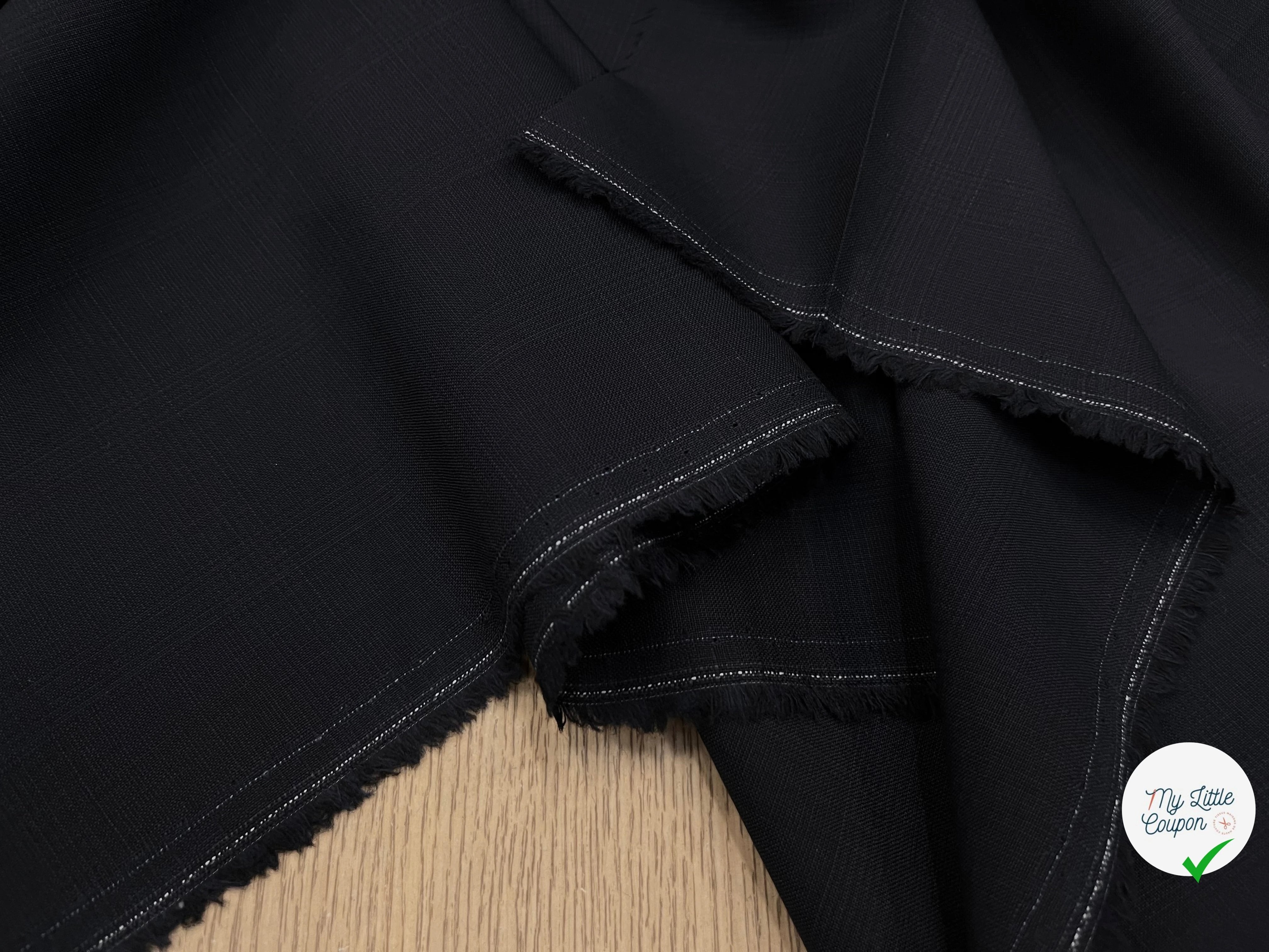 DRAPERIE DE LAINE BLEU NUIT FONCÉ ÉFFET LÉGER CARREAUX DEPERLANTE - My Little Coupon