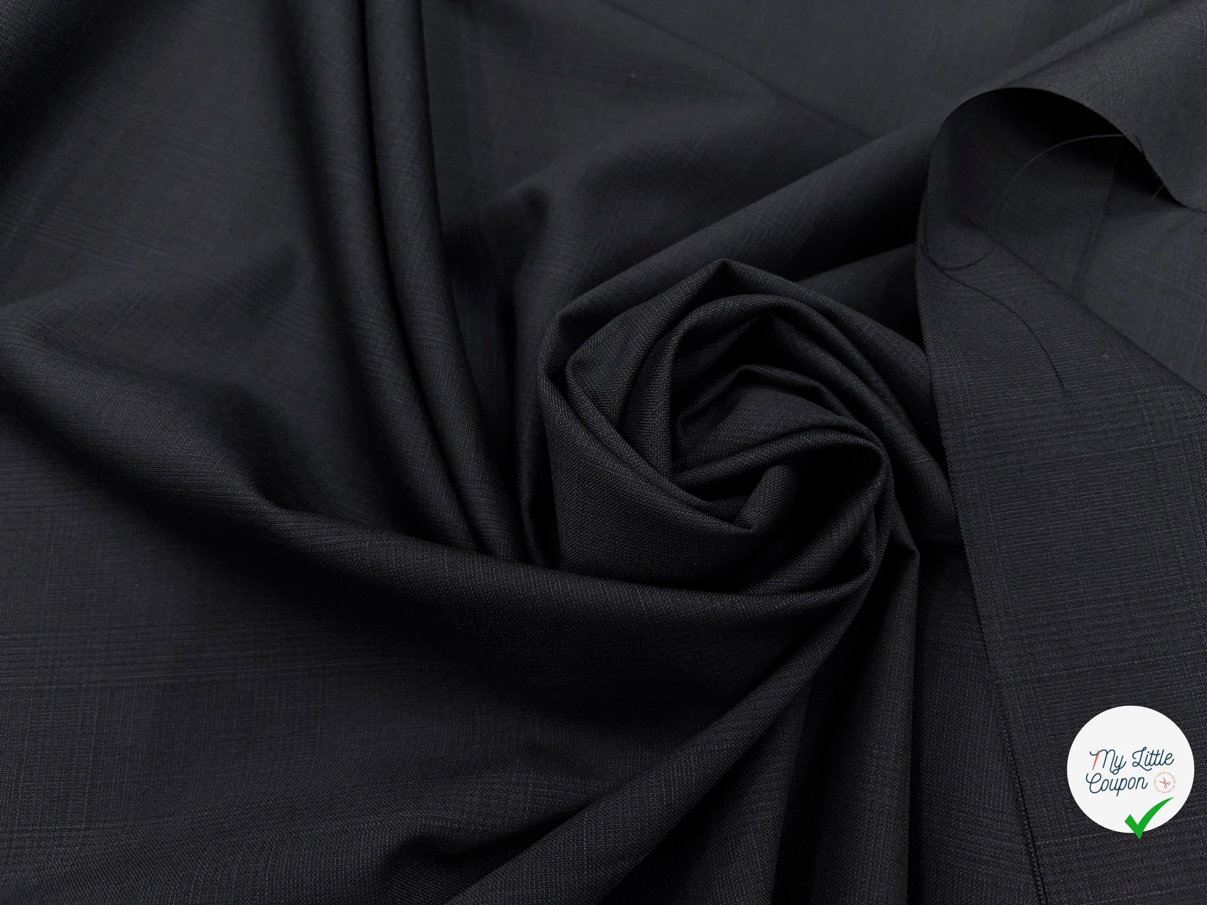 DRAPERIE DE LAINE BLEU NUIT FONCÉ ÉFFET LÉGER CARREAUX DEPERLANTE - My Little Coupon