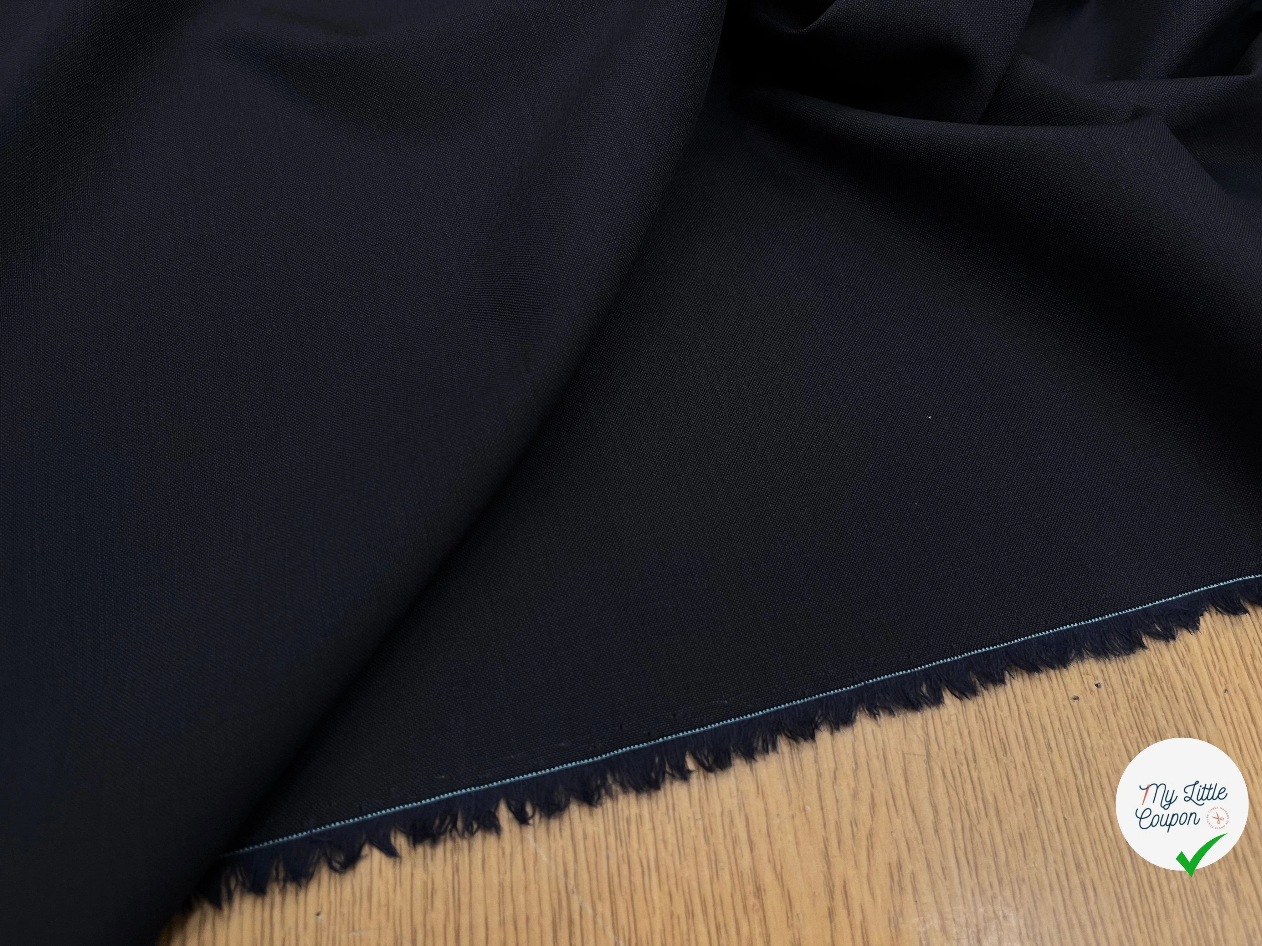 DRAPERIE DE LAINE BLEU NUIT MAGNIFIQUE&DEPERLANTE FIL BLEU SUR LA LISIÈRE - My Little Coupon