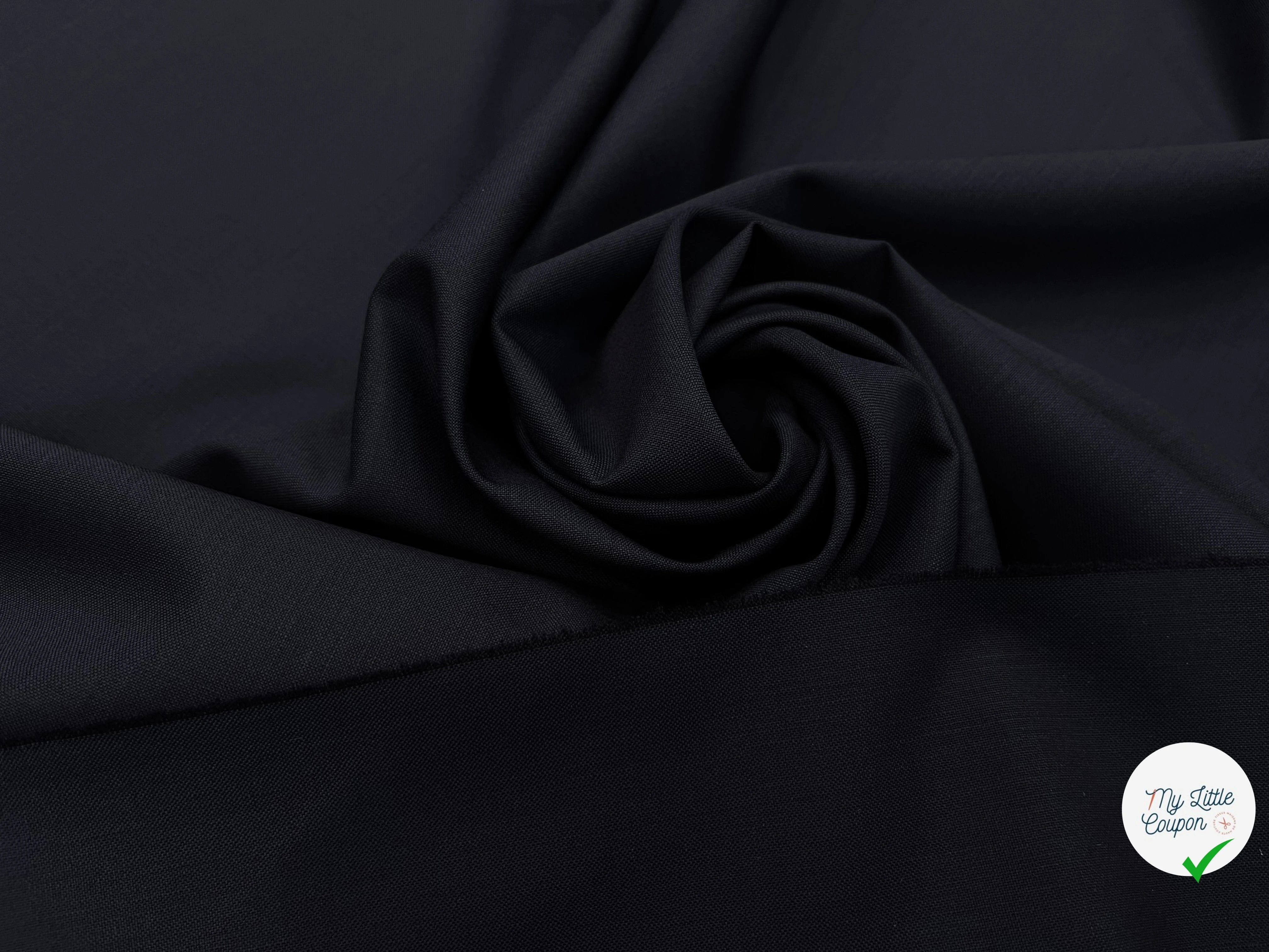 DRAPERIE DE LAINE BLEU NUIT MAGNIFIQUE&DEPERLANTE FIL BLEU SUR LA LISIÈRE - My Little Coupon