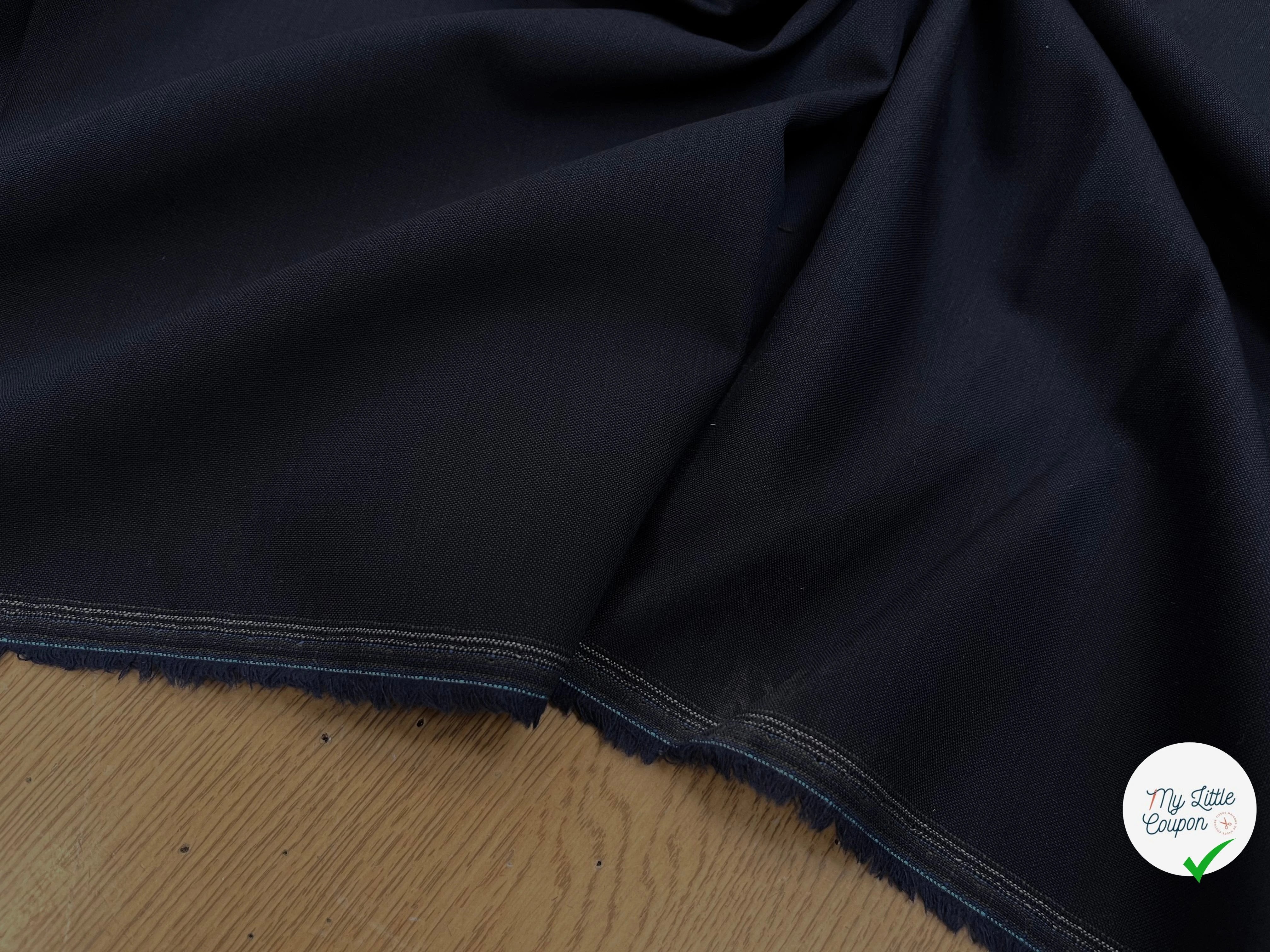 DRAPERIE DE LAINE EFFET PIQUÉE DEPERLANTE BLEU MARINE FONCÉ - My Little Coupon