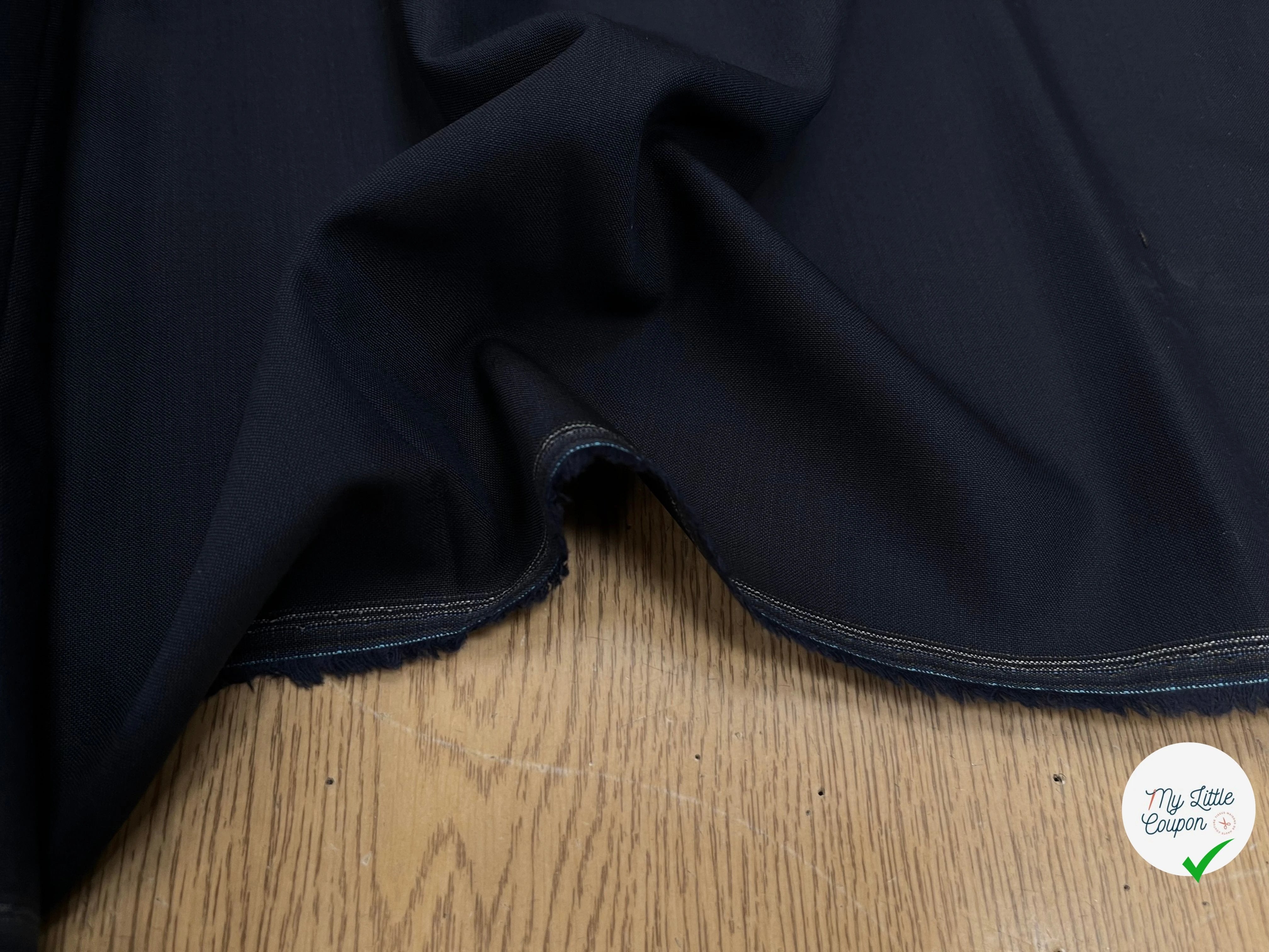 DRAPERIE DE LAINE EFFET PIQUÉE DEPERLANTE BLEU MARINE FONCÉ - My Little Coupon