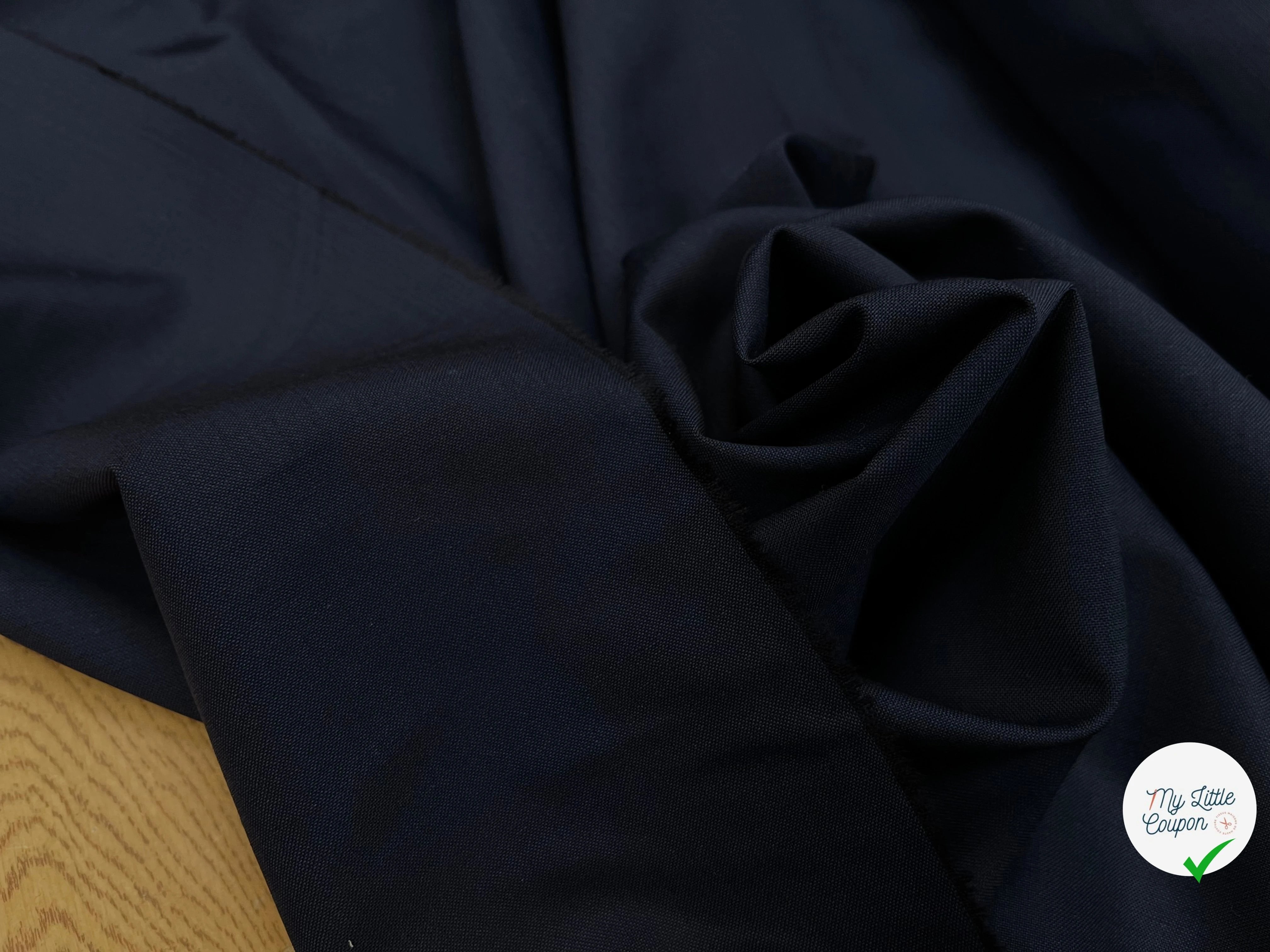 DRAPERIE DE LAINE EFFET PIQUÉE DEPERLANTE BLEU MARINE FONCÉ - My Little Coupon