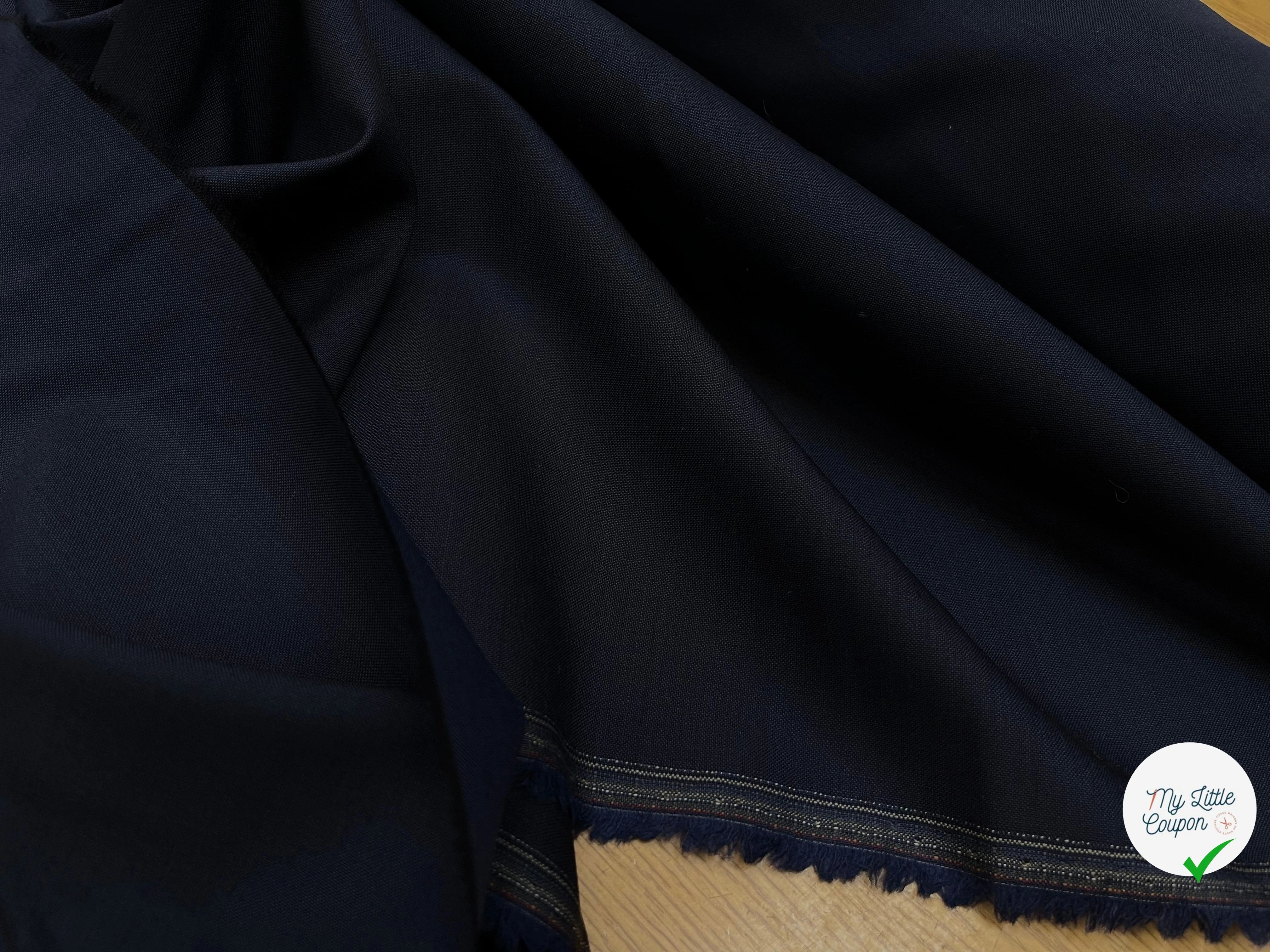 DRAPERIE DE LAINE EFFET PIQUÉE DEPERLANTE BLEU MARINE FONCÉ - My Little Coupon