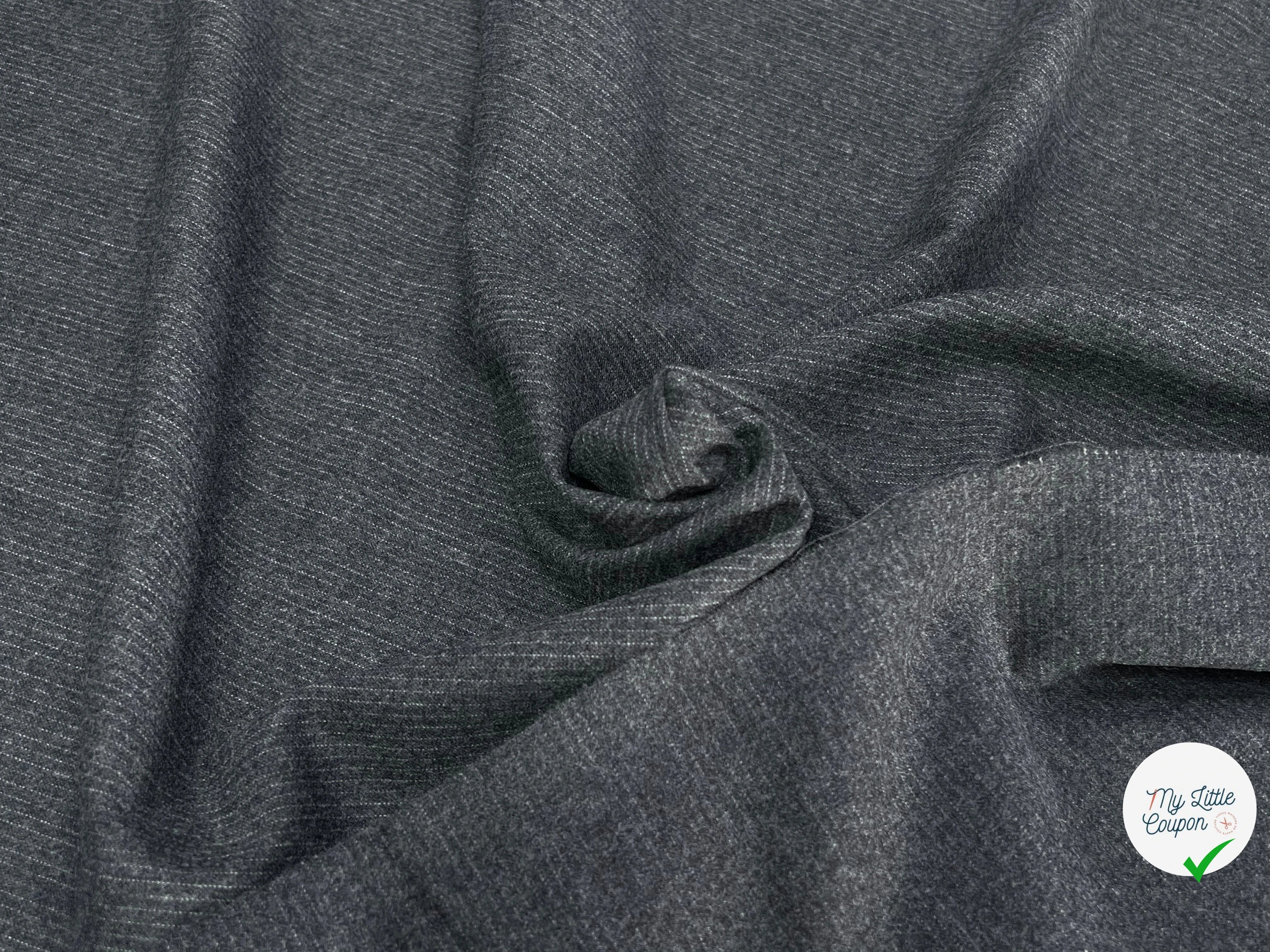 DRAPERIE DE LAINE FLANELLE GRIS FINE RAYURES BLANCHE - My Little Coupon