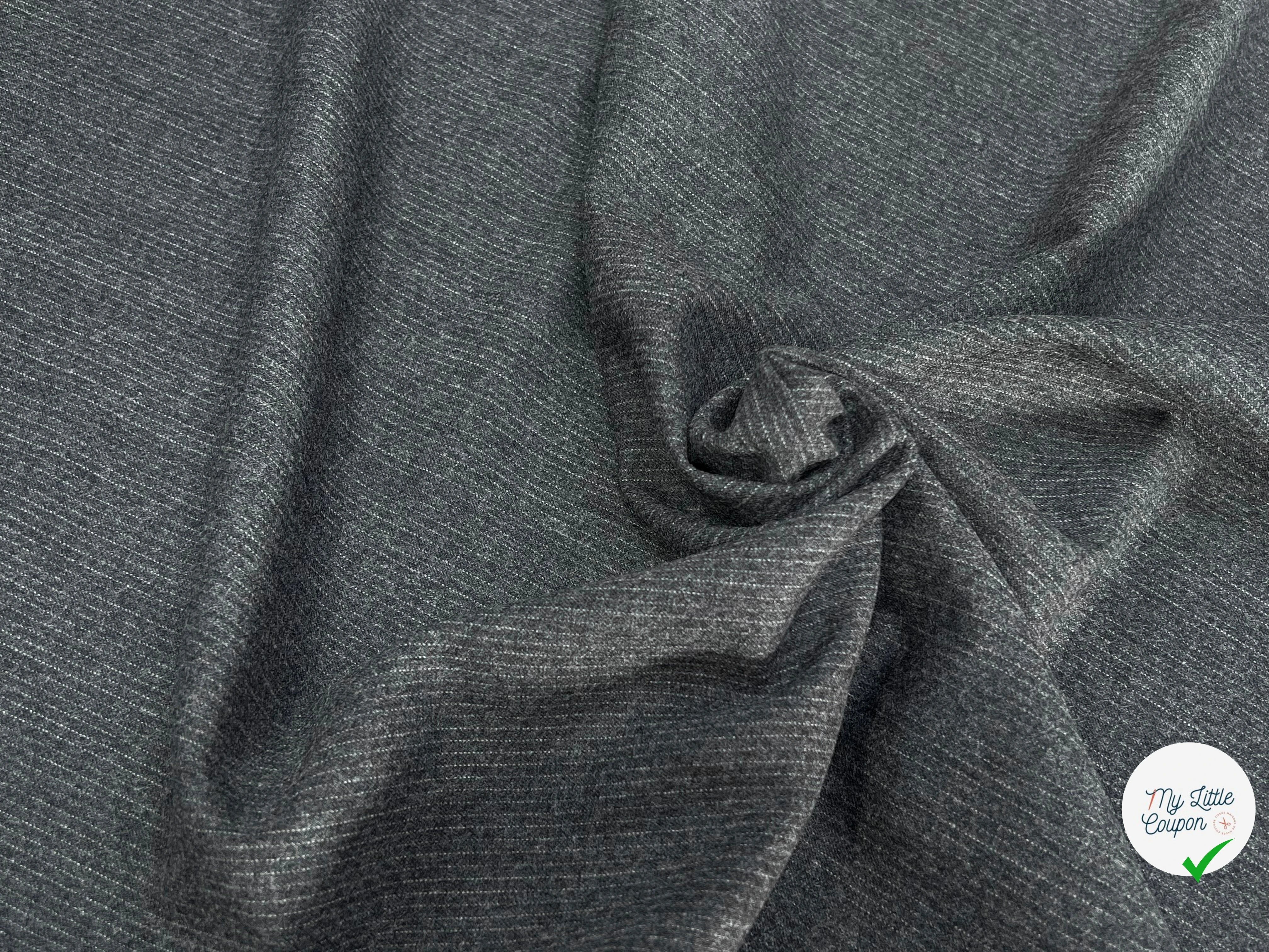 DRAPERIE DE LAINE FLANELLE GRIS FINE RAYURES BLANCHE - My Little Coupon