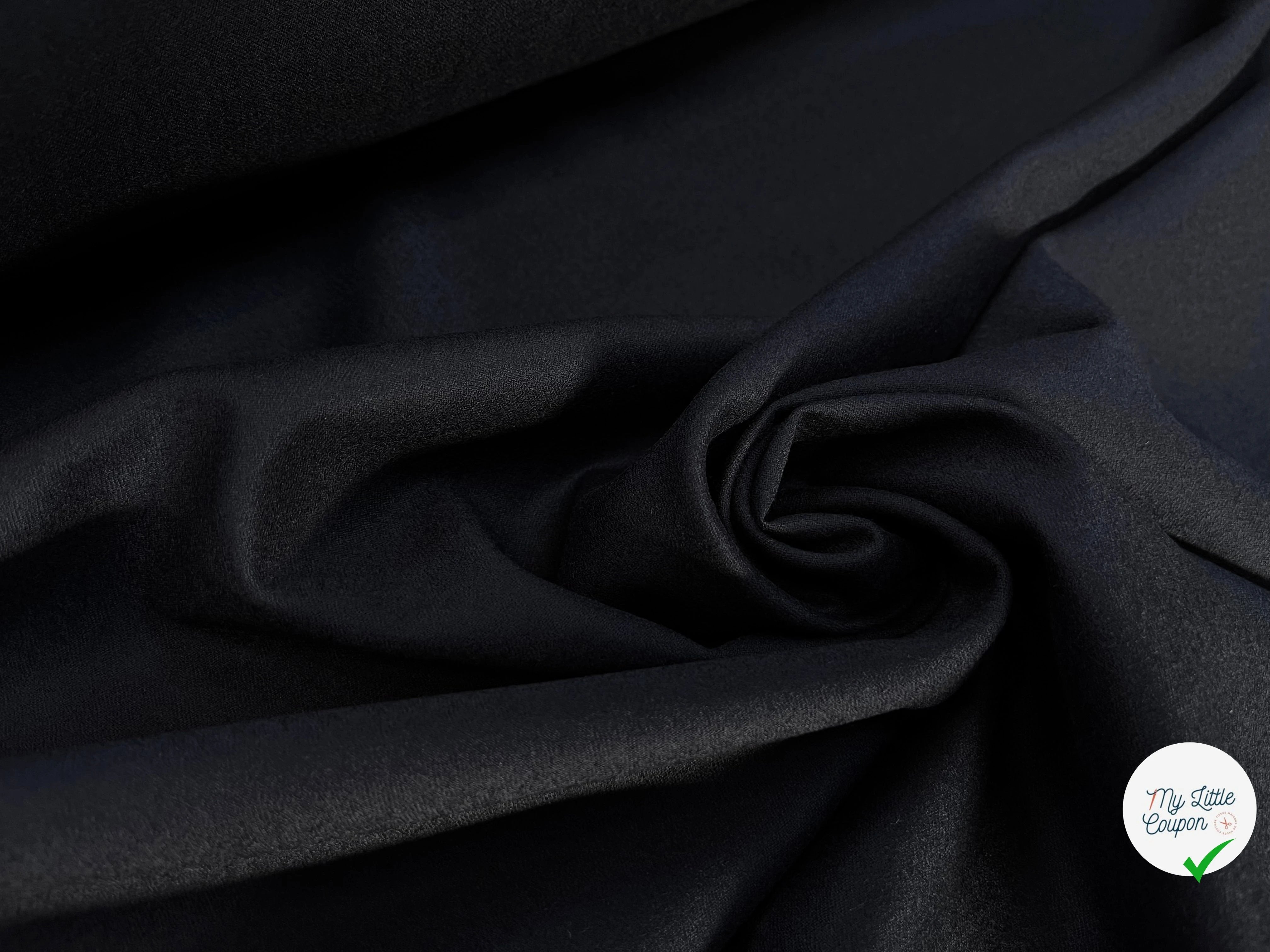 DRAPERIE DE LAINE FLANELLE NOIR DEPERLANTE - My Little Coupon
