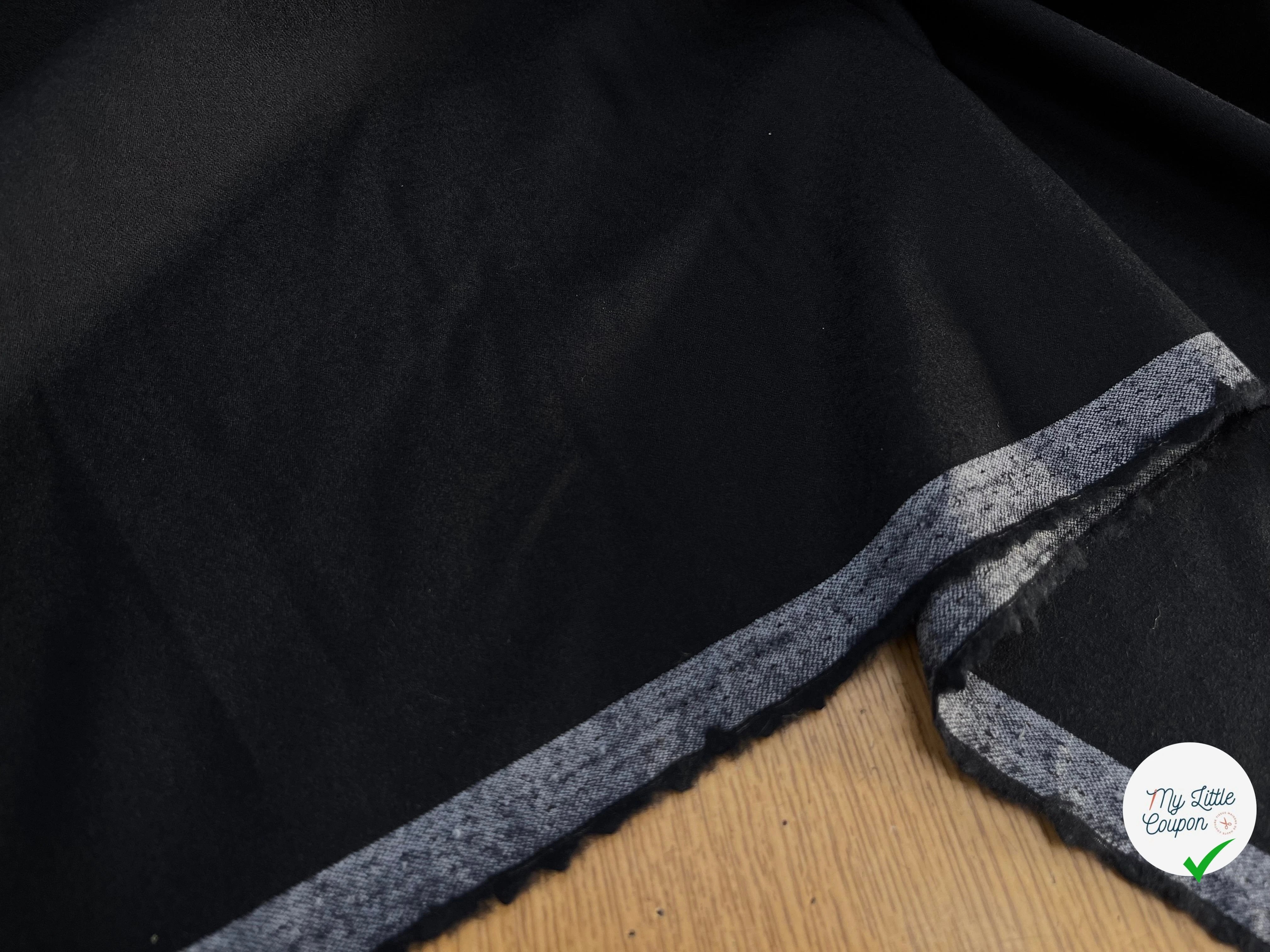 DRAPERIE DE LAINE FLANELLE NOIR DEPERLANTE - My Little Coupon