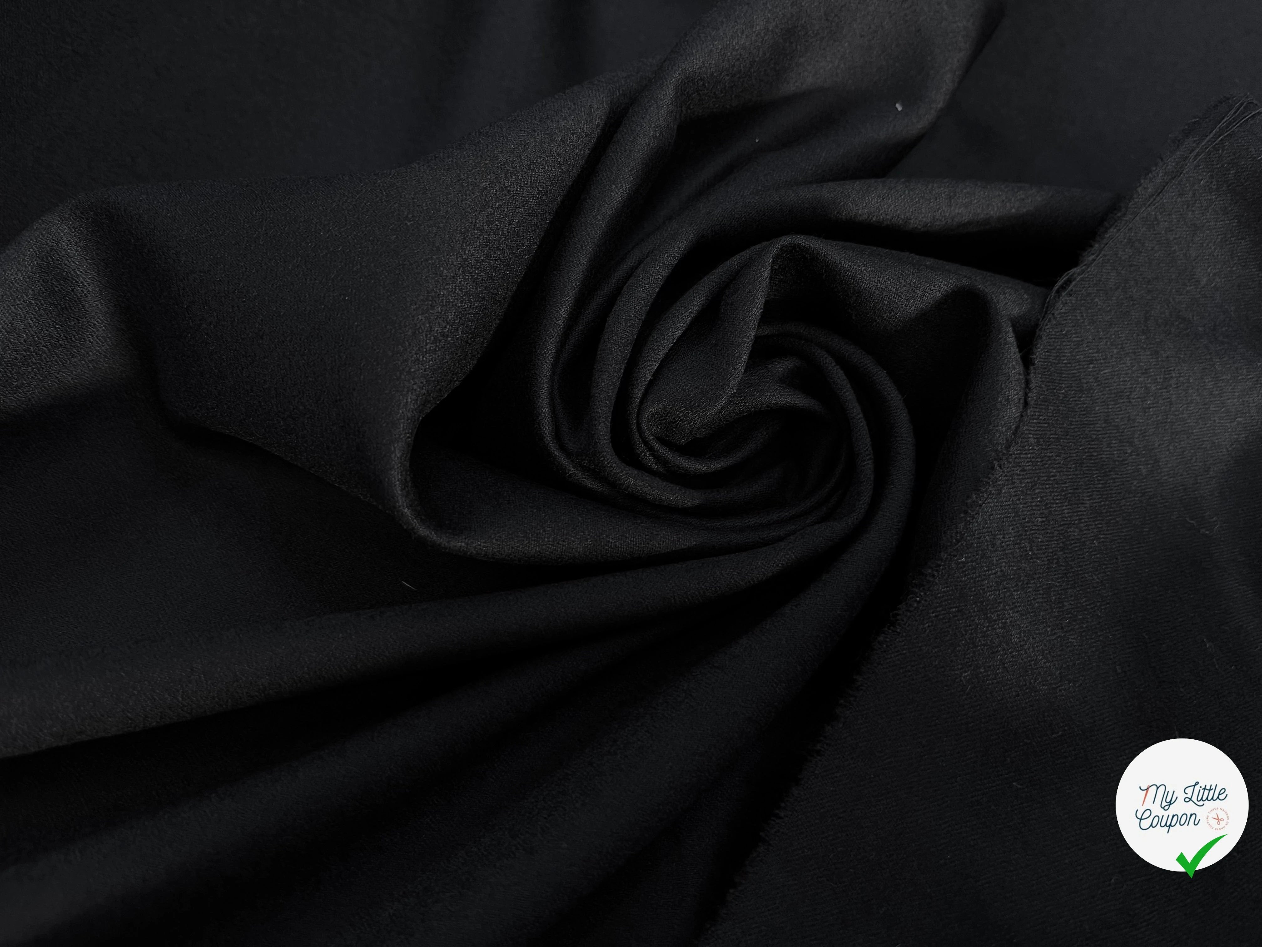 DRAPERIE DE LAINE FLANELLE NOIR DEPERLANTE - My Little Coupon