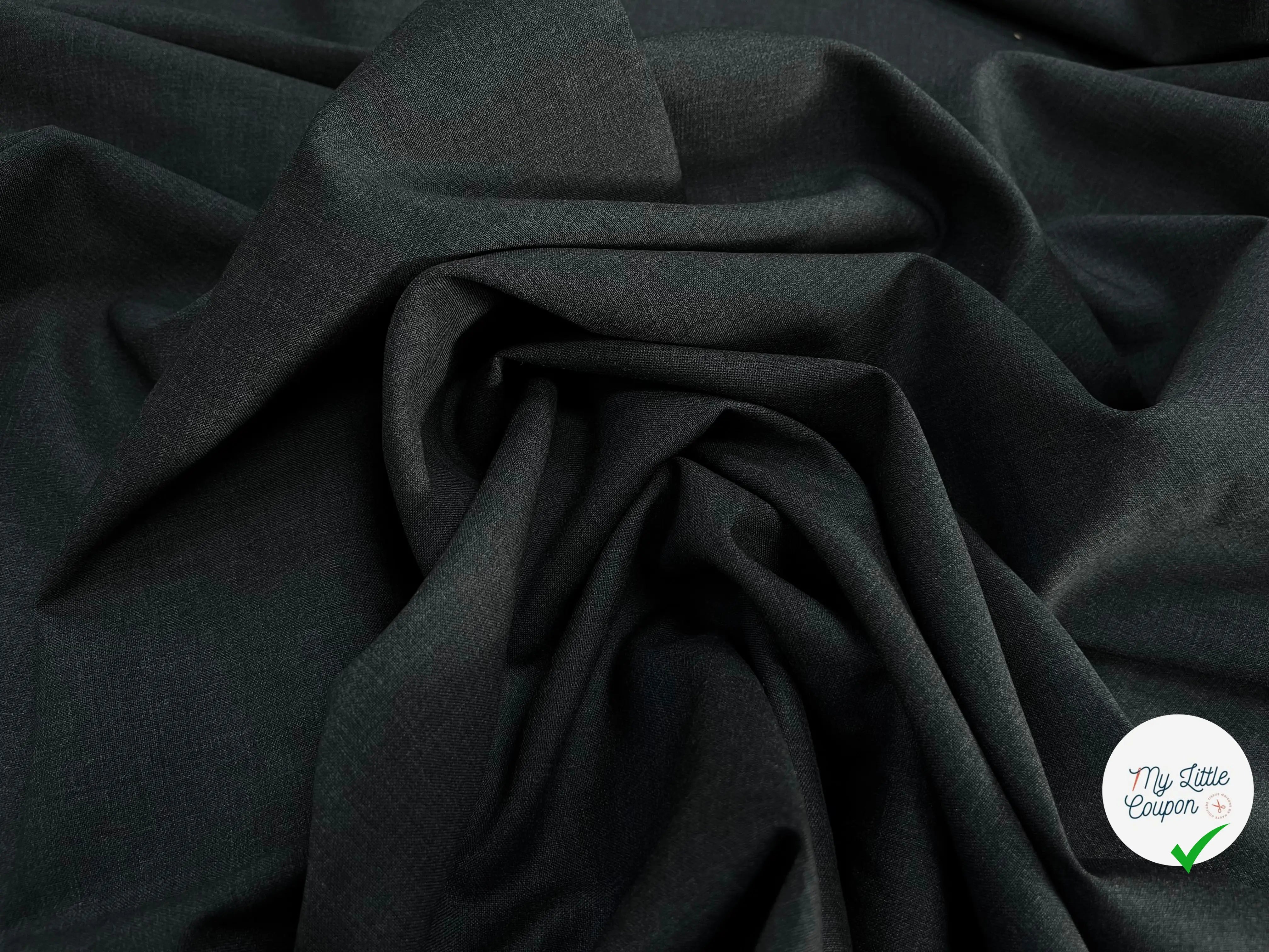 DRAPERIE DE LAINE GRIS FONCÉ FIL BLEU SUR UNE LISIÈRE & DEPERLANTE - My Little Coupon