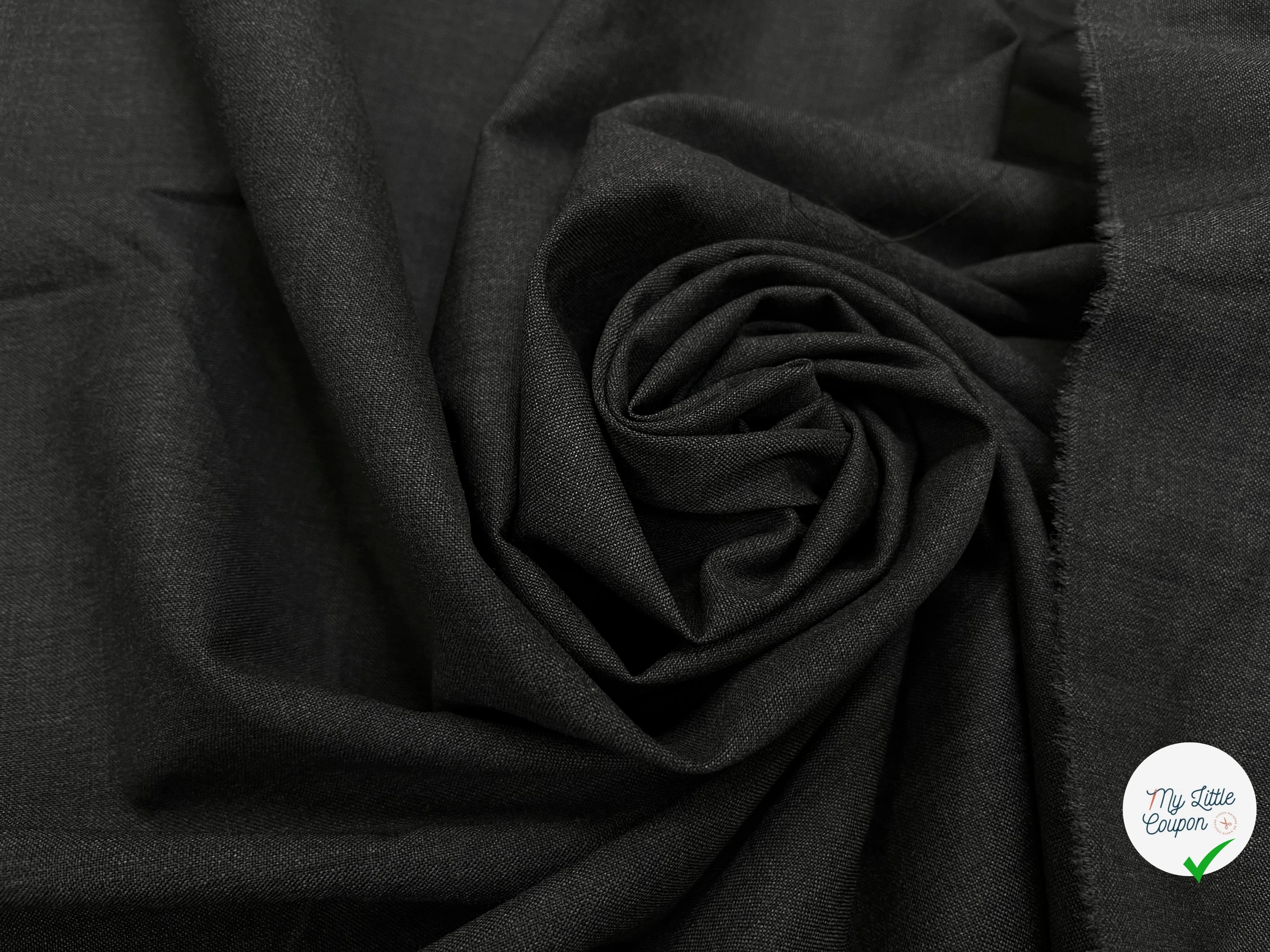 DRAPERIE DE LAINE GRIS FONCÉ ULTRA STRETCH & DEPERLANTE FILS MULTICOLORES SUR UNE LISIÈRE - My Little Coupon