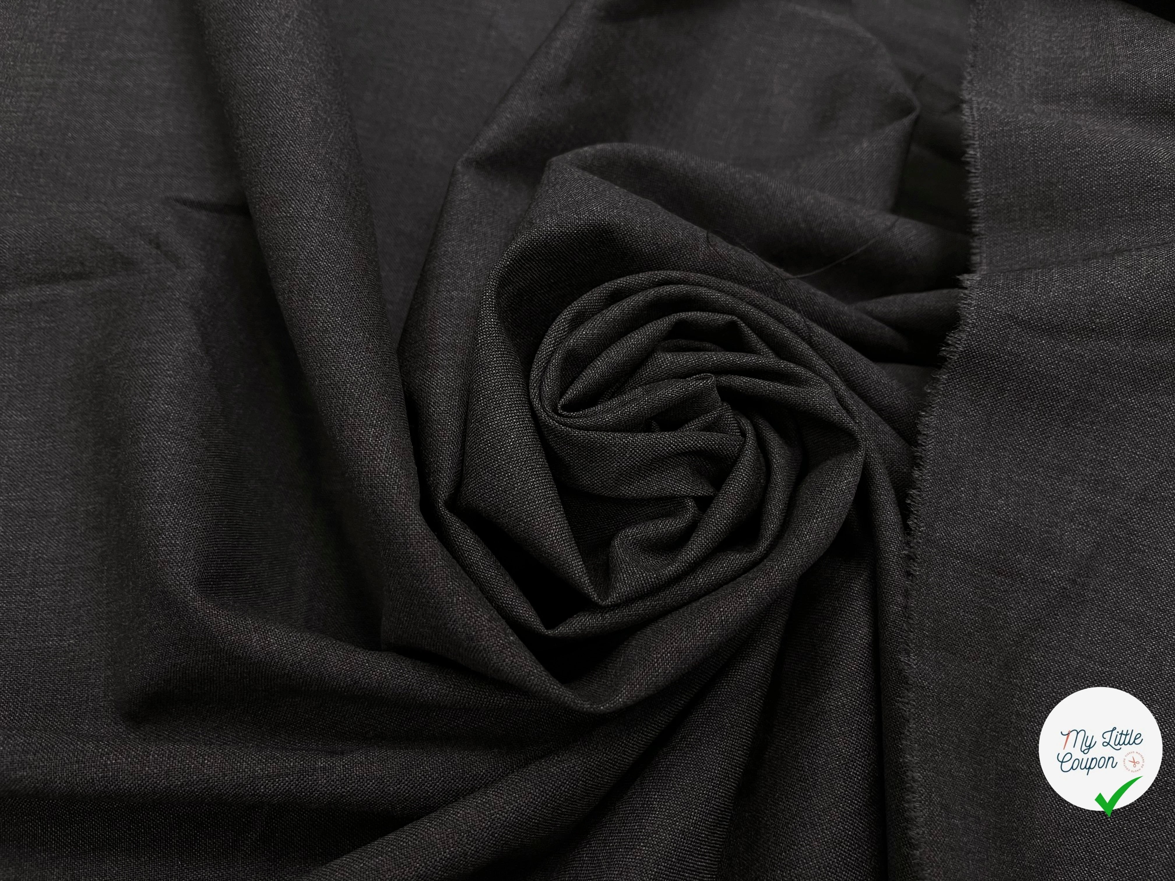 DRAPERIE DE LAINE GRIS FONCÉ ULTRA STRETCH & DEPERLANTE FILS MULTICOLORES SUR UNE LISIÈRE - My Little Coupon