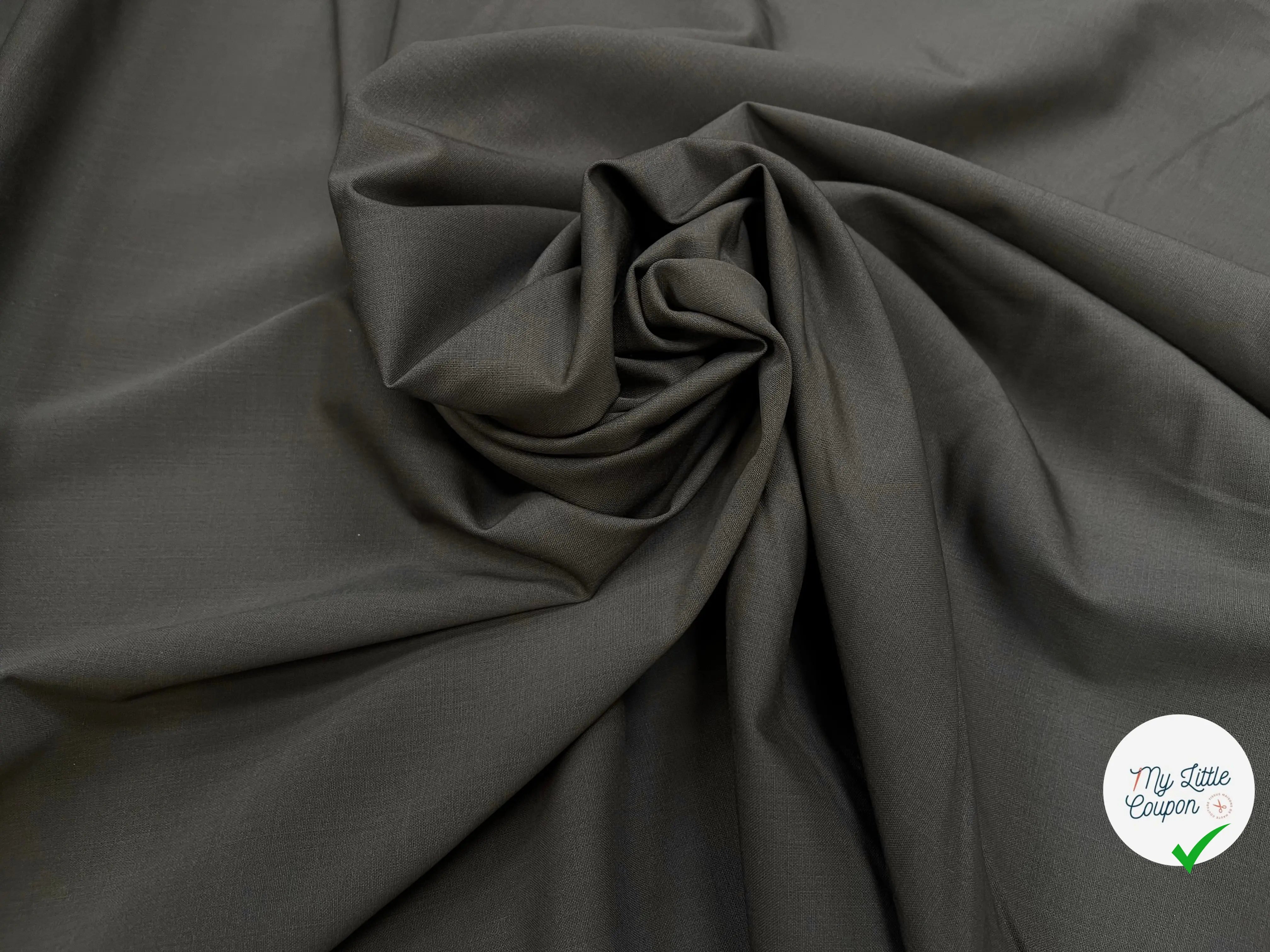 DRAPERIE DE LAINE GRIS KAKI STRETCH DEPERLANTE - My Little Coupon