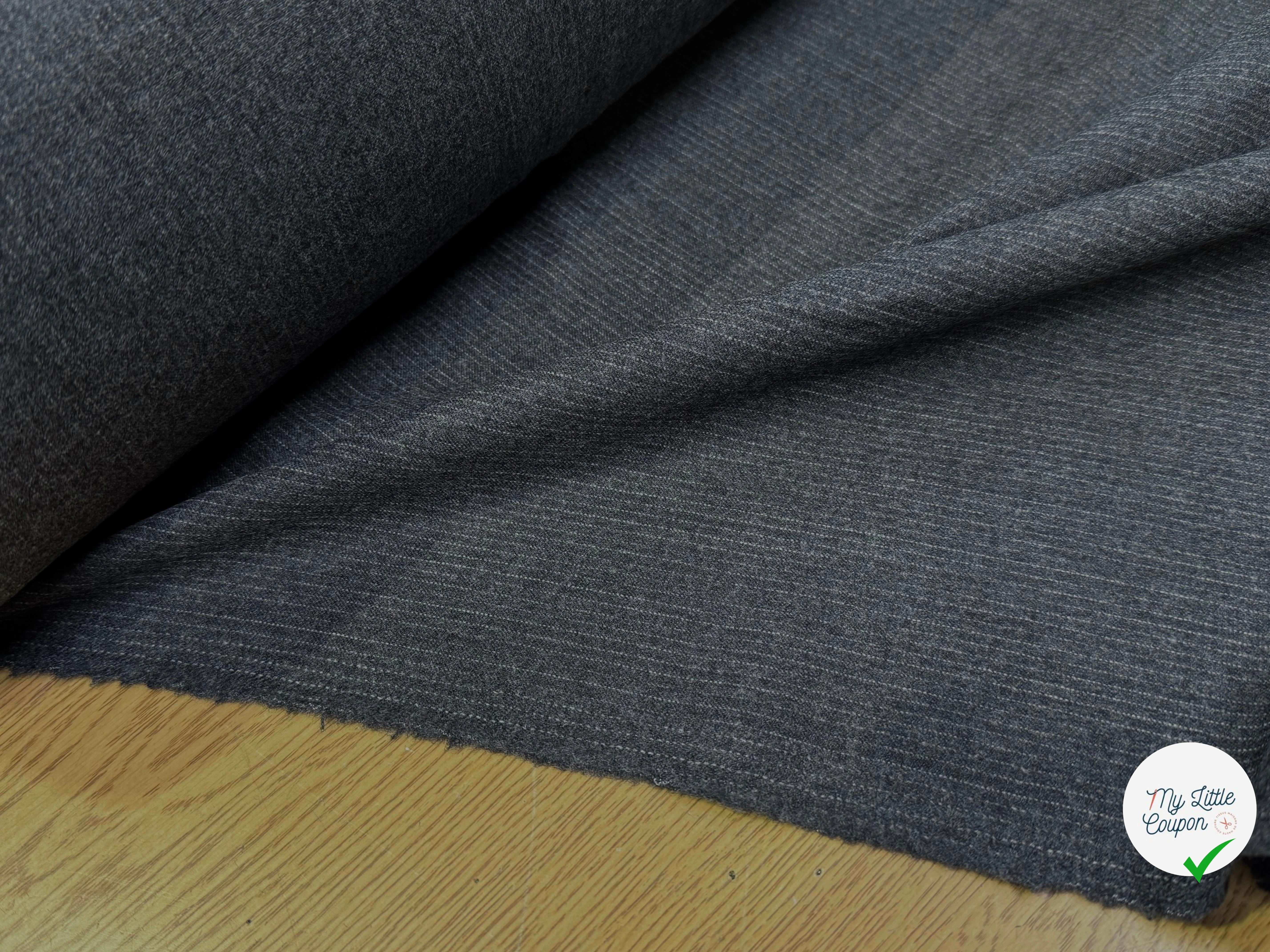 DRAPERIE DE LAINE GRISE FINE RAYURES BLANCHE 100%W - My Little Coupon