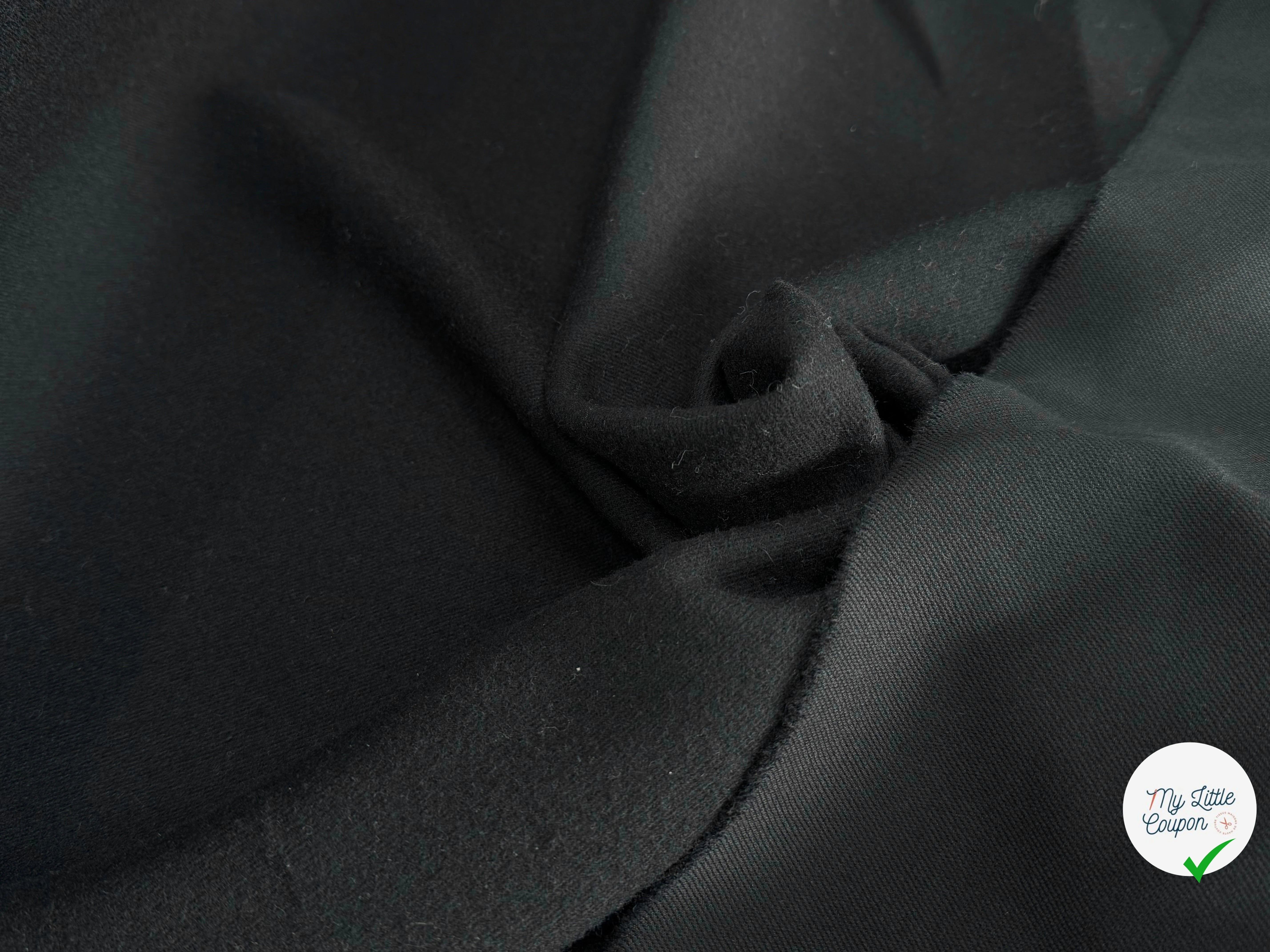 DRAPERIE DE LAINE LOURDE SERGÉE ENDROIT GRATTÉ NOIR SUBLIMISSIME - My Little Coupon