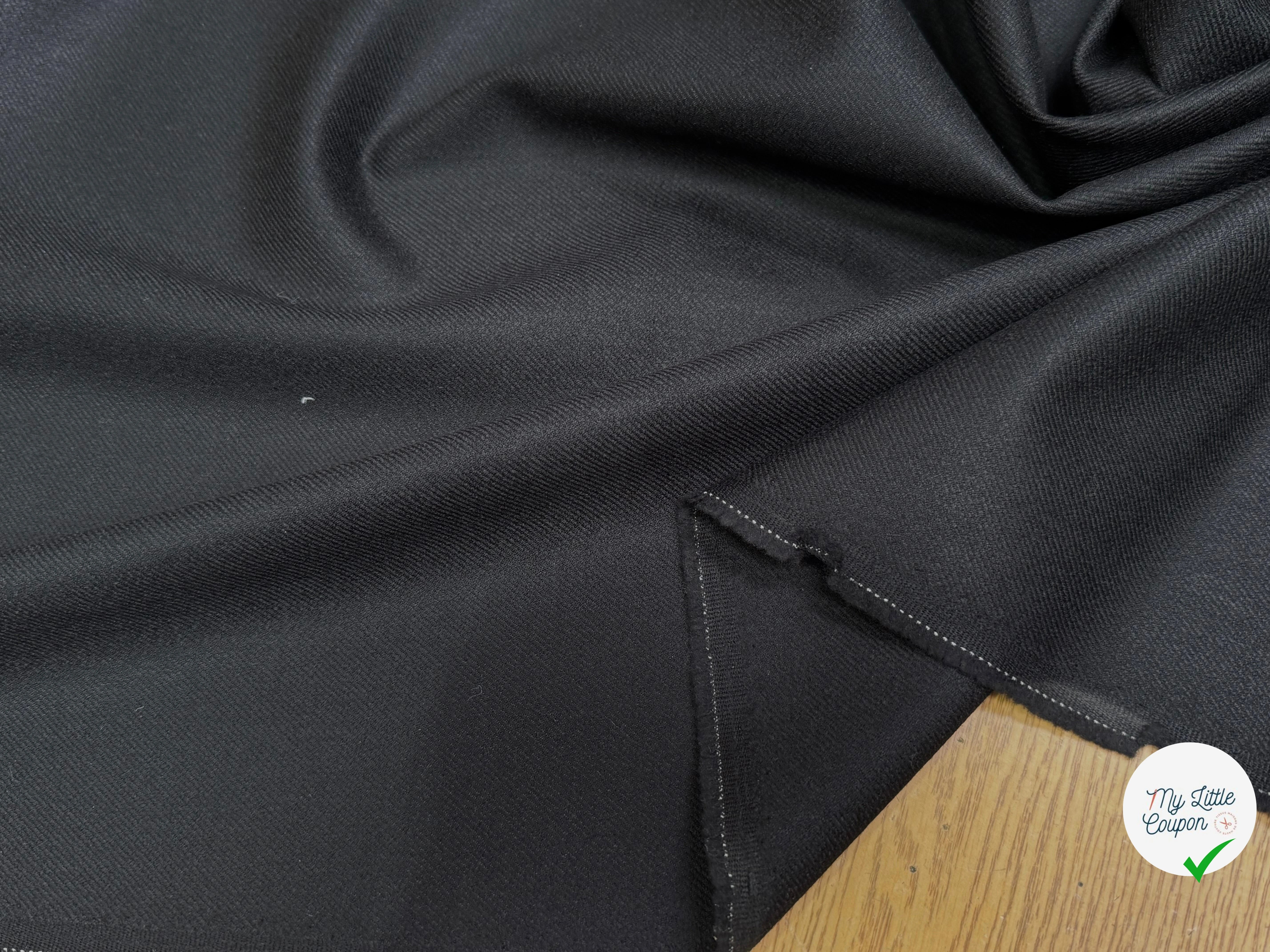 DRAPERIE DE LAINE NOBLE SATINÉE NOIR STRETCH - My Little Coupon