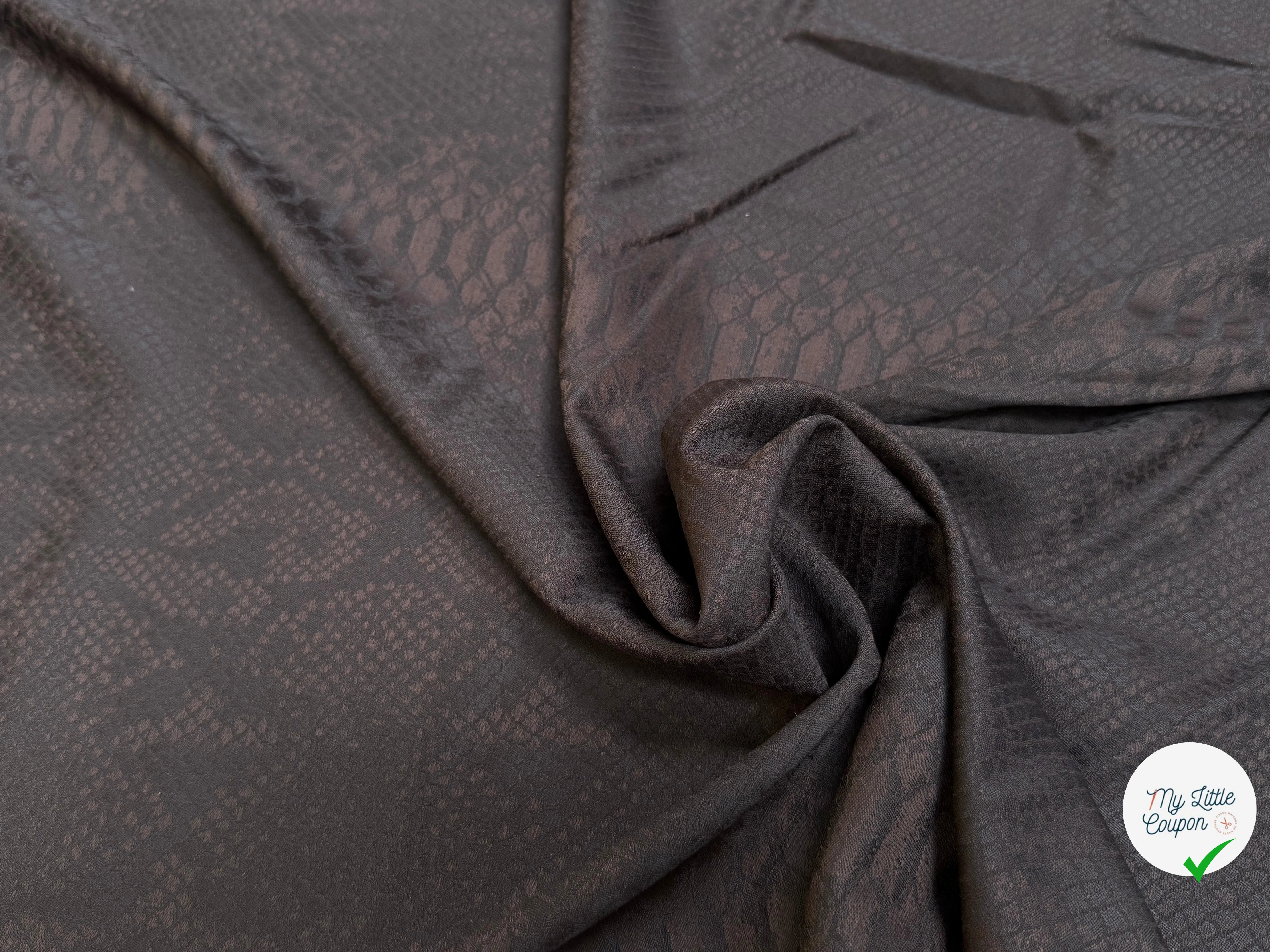 DRAPERIE DE LAINE PYTHON MARRON NOIR LÉGÈREMENT SATINÉE TRÈS CHIC - My Little Coupon