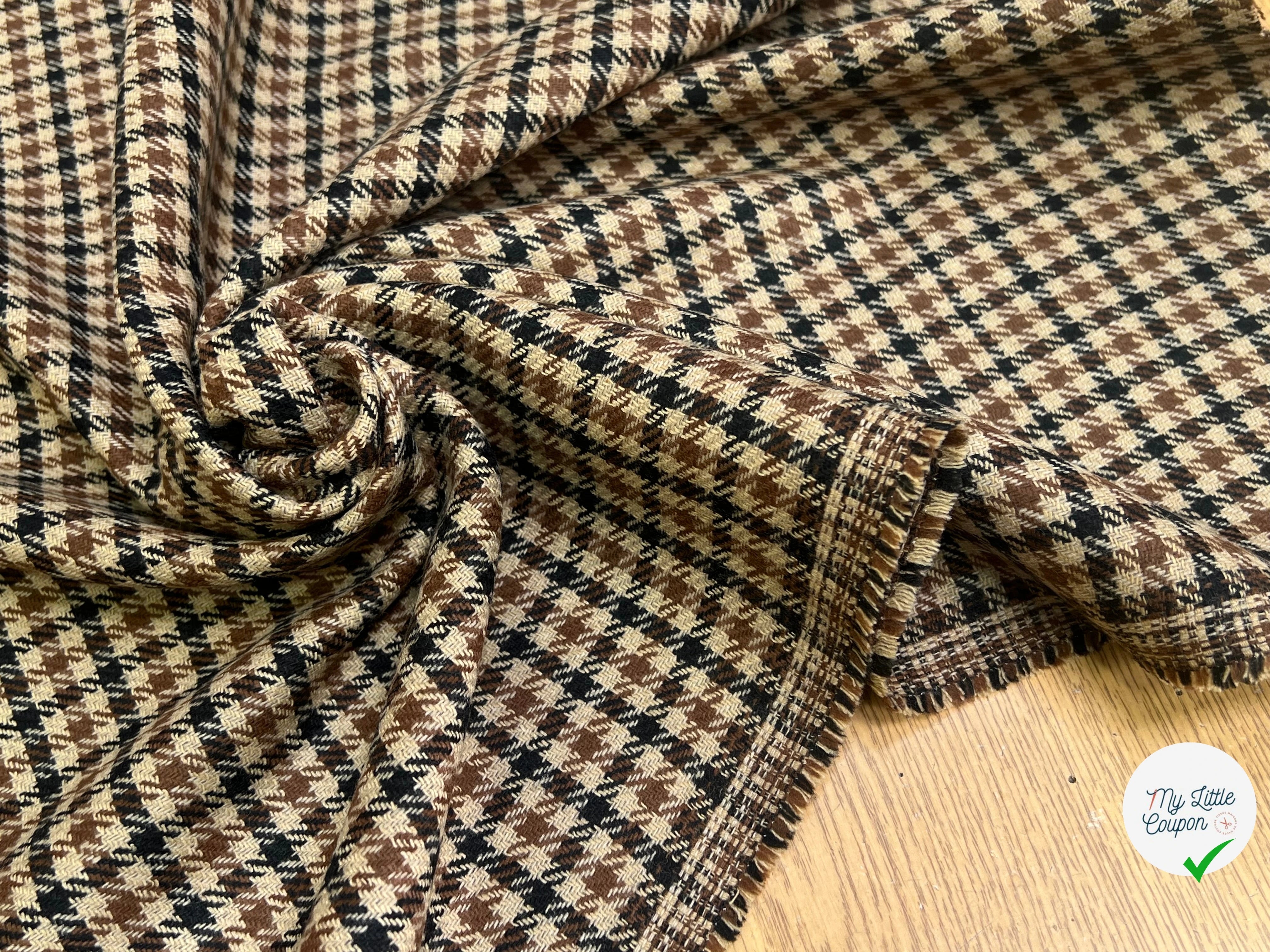 DRAPERIE DE LAINE REVERSIBLE PIED DE COQ MARRON MULTICO BELLE TENUE 64% LAINE - My Little Coupon