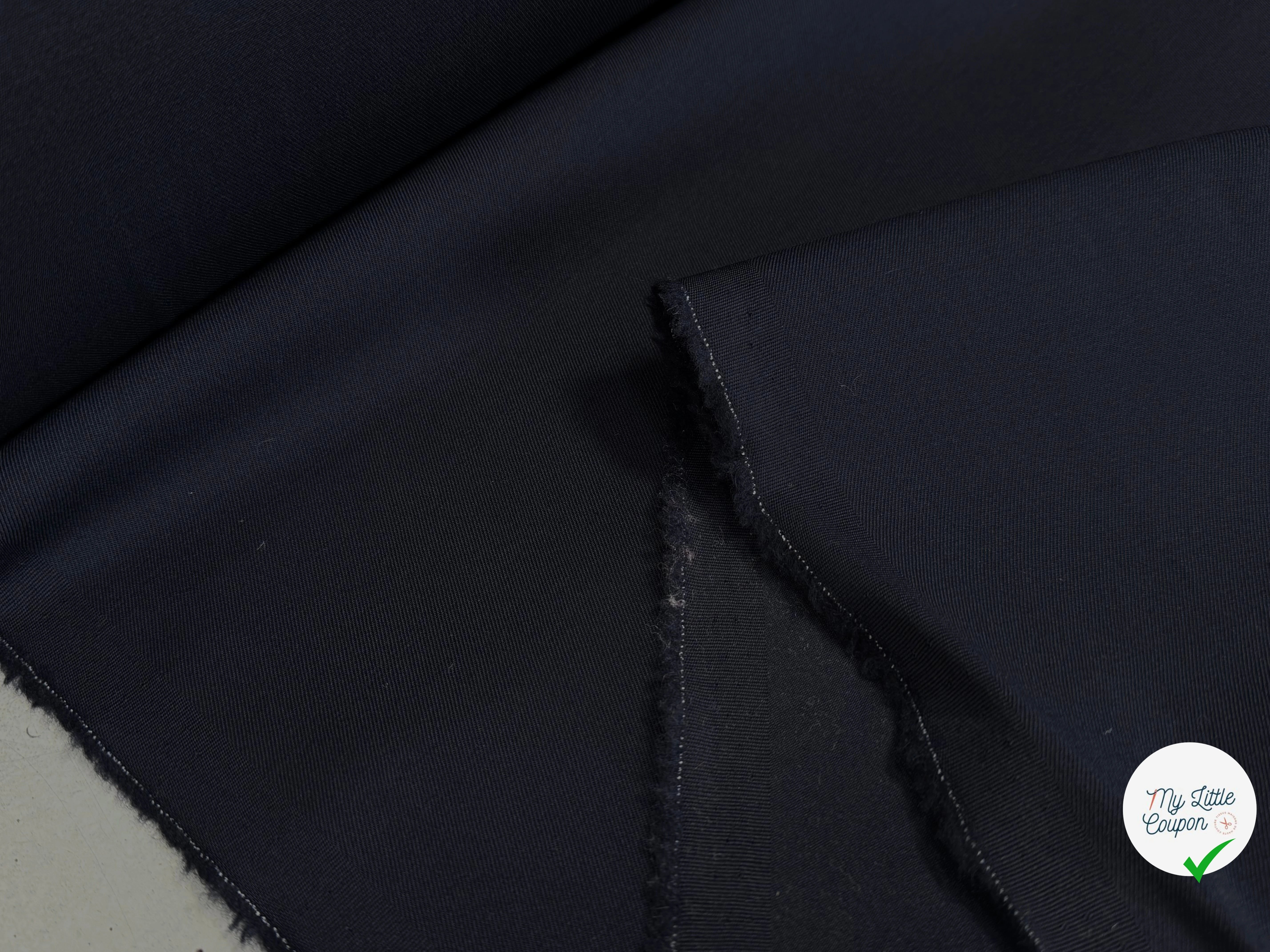 DRAPERIE DE LAINE SERGÉE LOURDE ET STRETCH BLEU NUIT BELLE TENUE - My Little Coupon