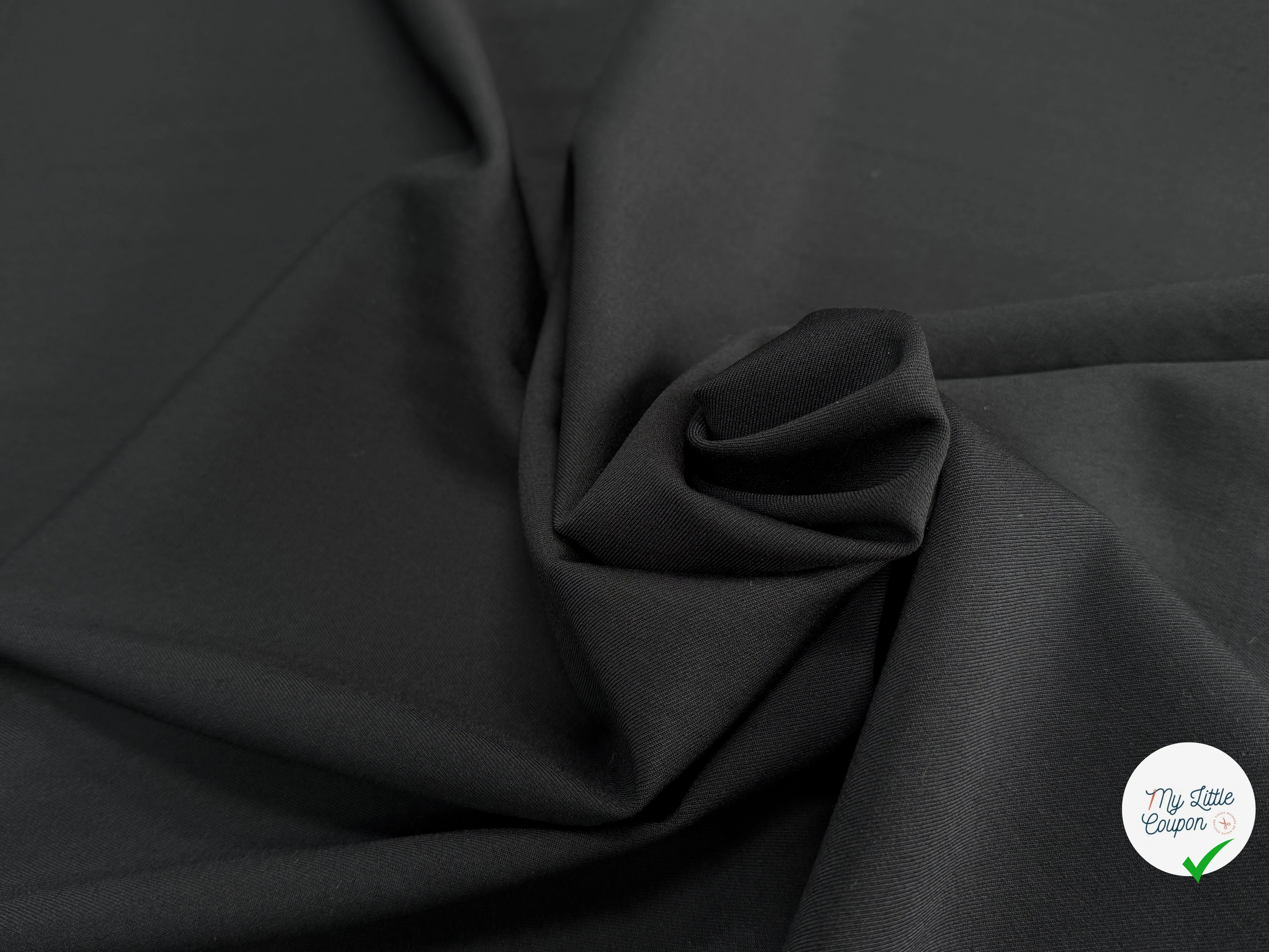 DRAPERIE DE LAINE SERGÉE LOURDE ET STRETCH NOIR BELLE TENUE - My Little Coupon