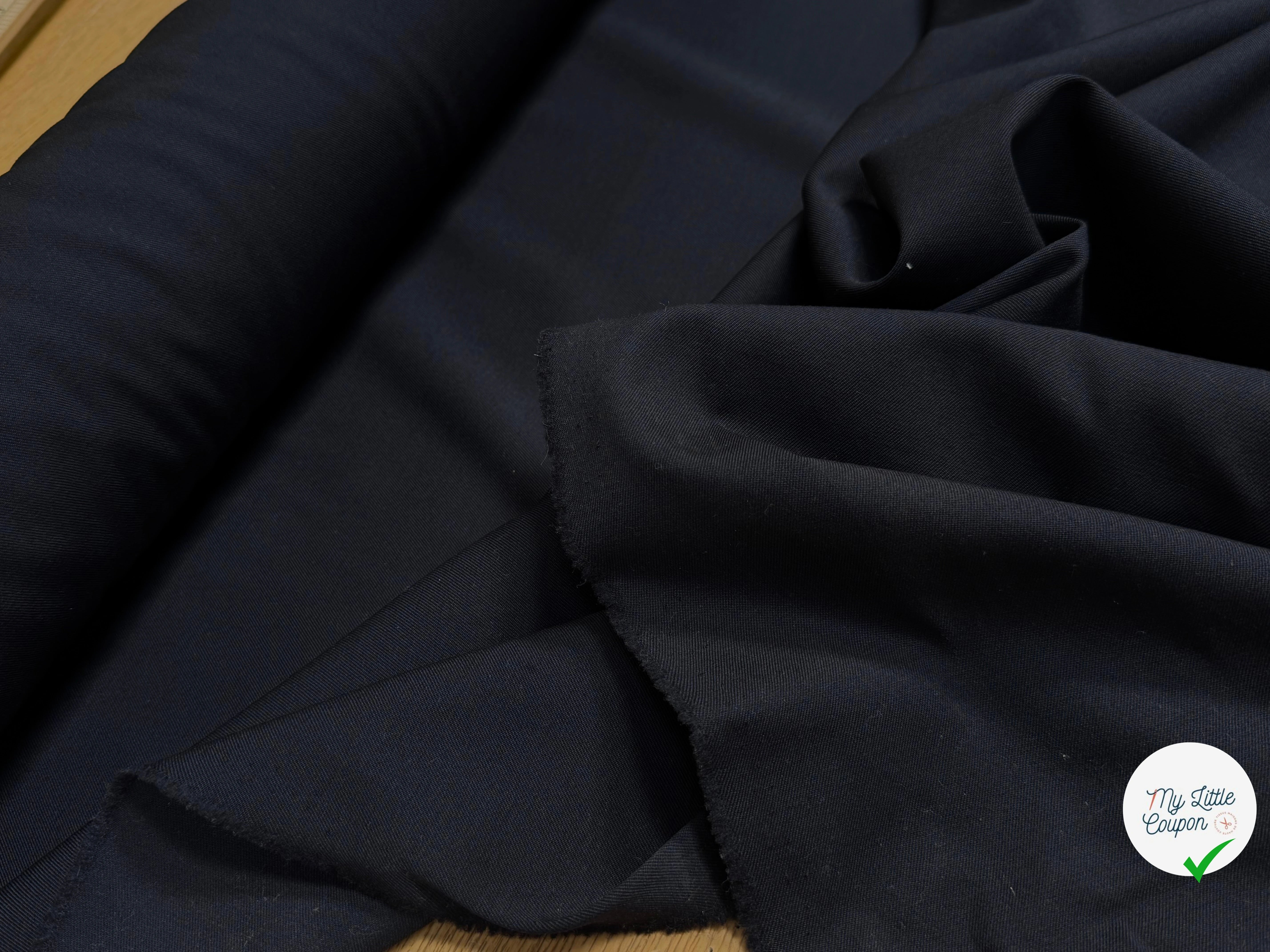DRAPERIE DE LAINE SERGÉE STRETCH BLEU MARINE FONCÉ - My Little Coupon