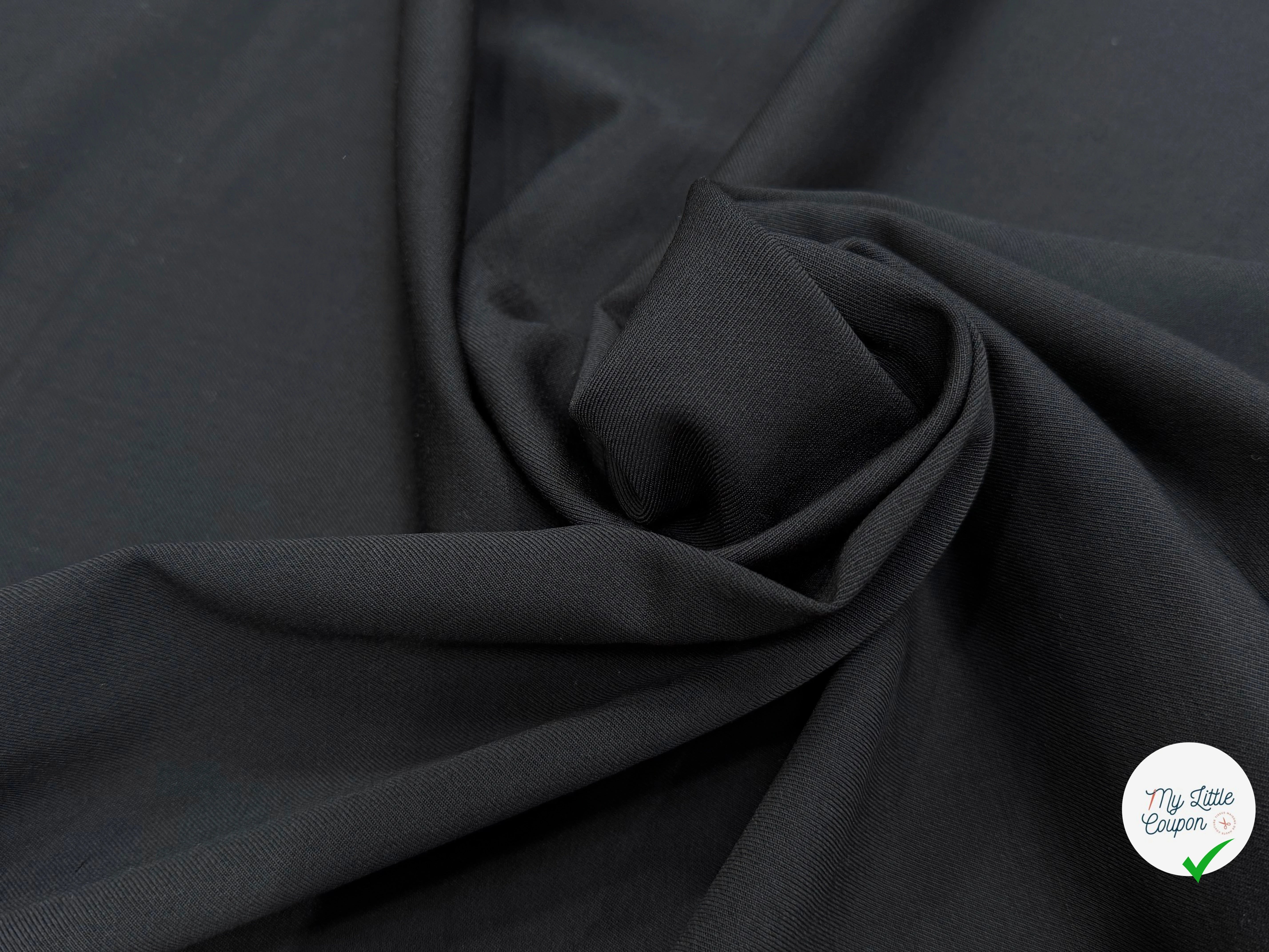 DRAPERIE DE LAINE STRETCH LÉGÈREMENT STRIÉE NOIR TRÈS BELLE TENUE - My Little Coupon