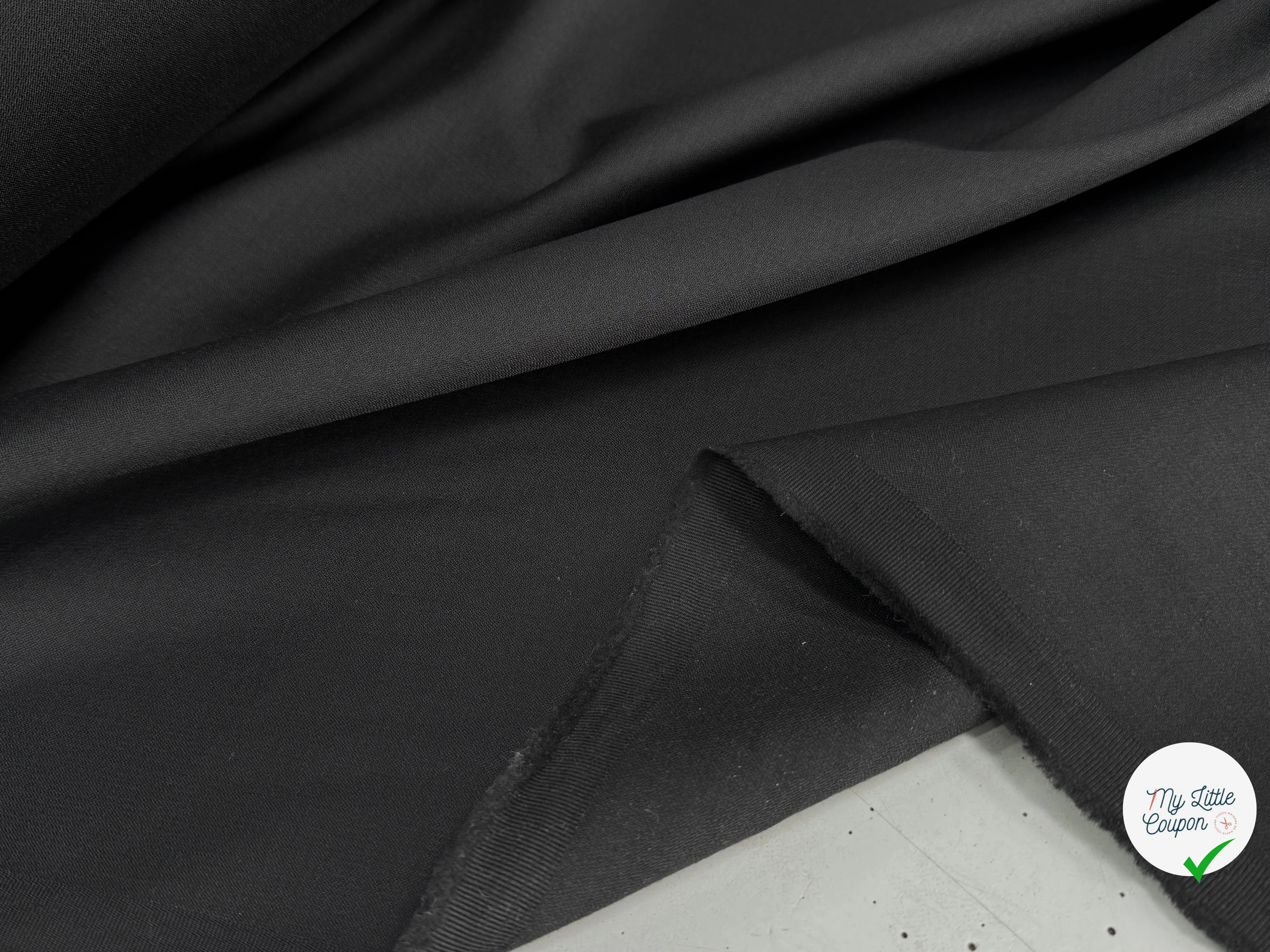 DRAPERIE DE LAINE STRETCH NOIR BELLE TENUE 140CM - My Little Coupon