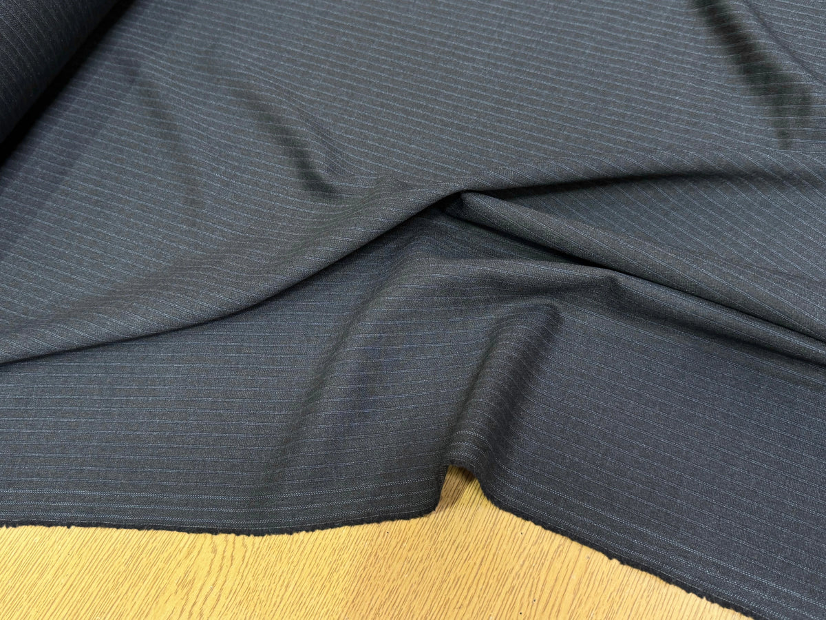 DRAPERIE DE LAINE SUPER 100'S GRIS RAYURES BLEUES TRÈS ÉLÉGANT - My Little Coupon