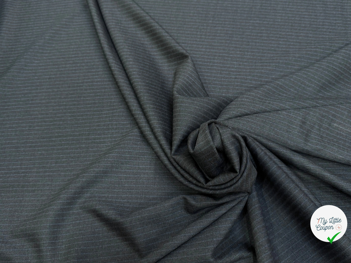DRAPERIE DE LAINE SUPER 100'S GRIS RAYURES BLEUES TRÈS ÉLÉGANT - My Little Coupon