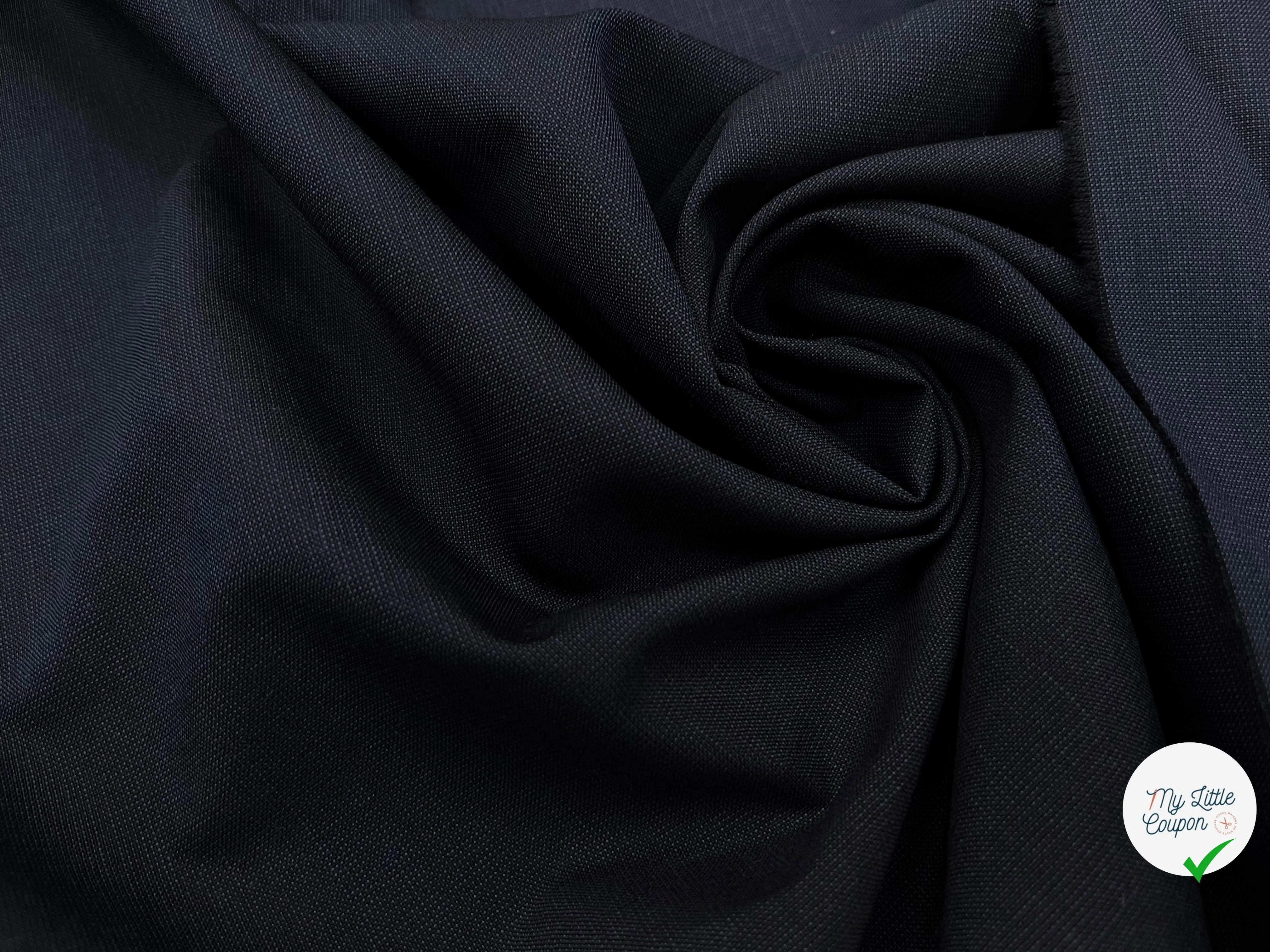 DRAPERIE DE LAINE SUPERBE BLEU NUIT D'ÉTÉ DEPERLANTE FIL ROUGE SUR UNE LISIÈRE - My Little Coupon