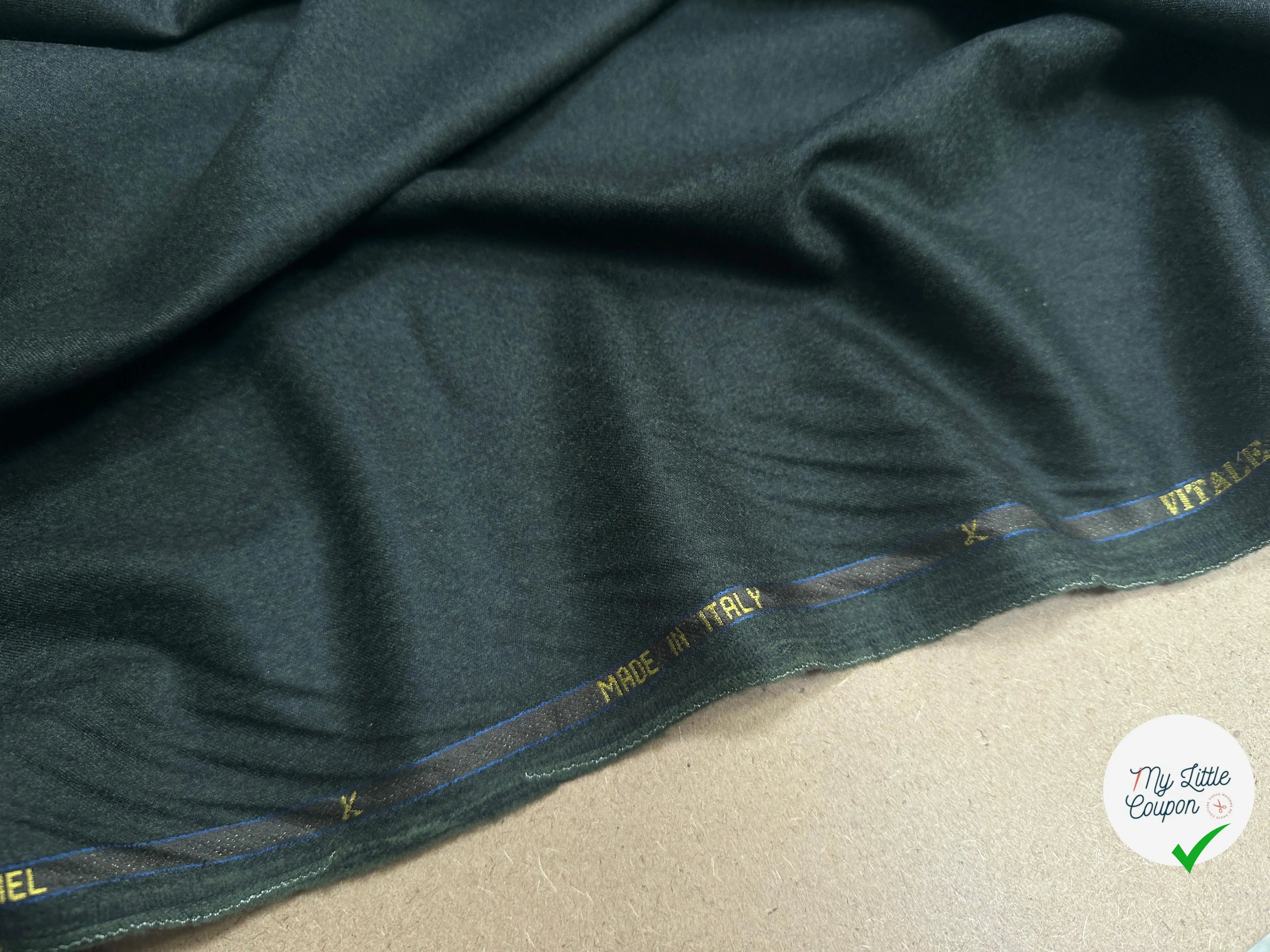 DRAPERIE FLANELLE SUPER 120 VERT BOUTEILLE CHINÉ - My Little Coupon