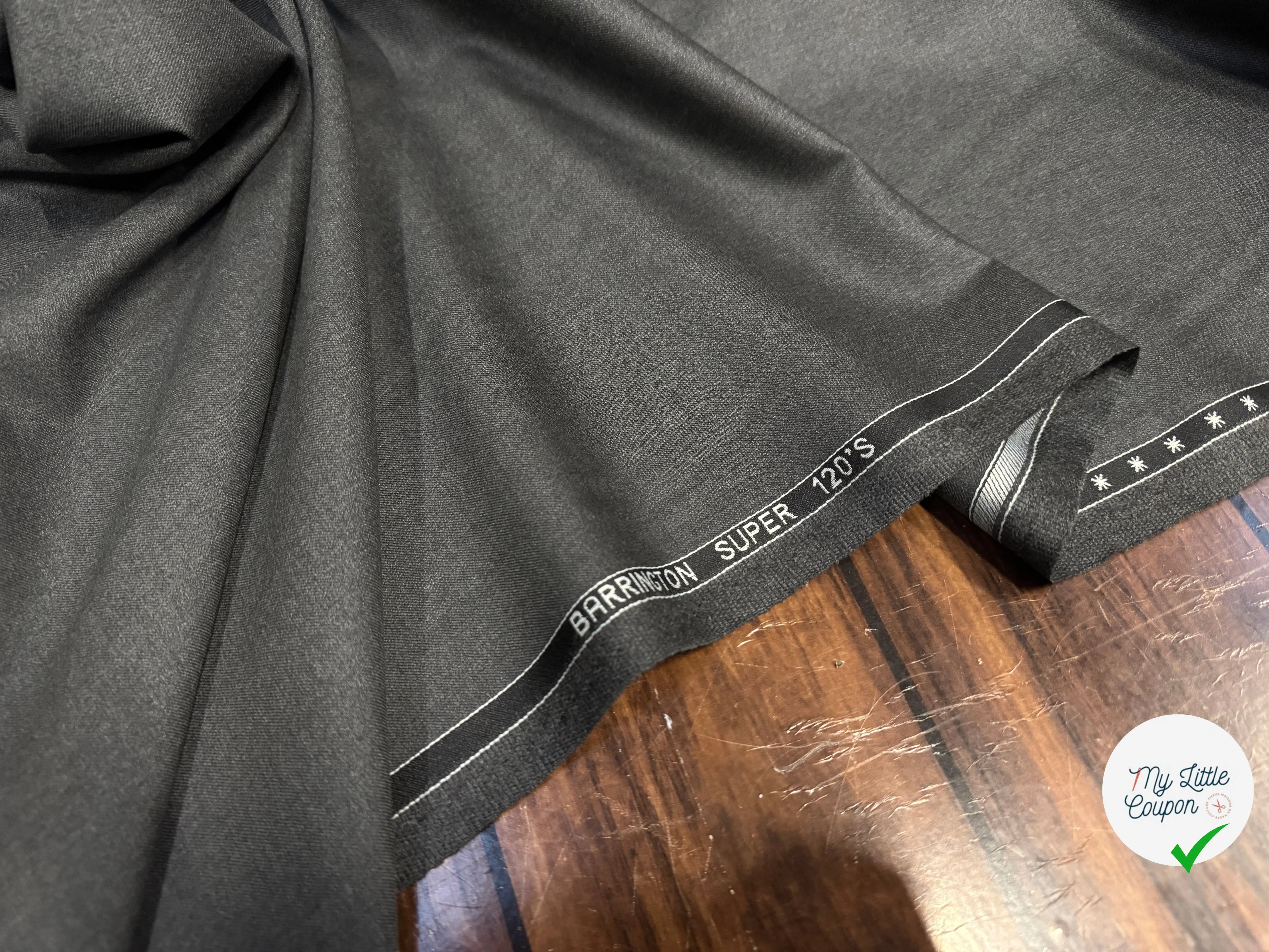 DRAPERIE LAINE VIERGE SUPER 120 GRIS BARRINGTON - My Little Coupon