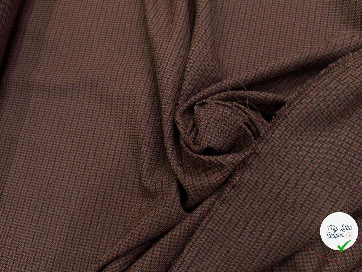 DRAPERIE LOURDE MINI PIED-DE-POULE MULTICOLORE FOND CHOCOLAT LÉGÈREMENT STRETCH - My Little Coupon