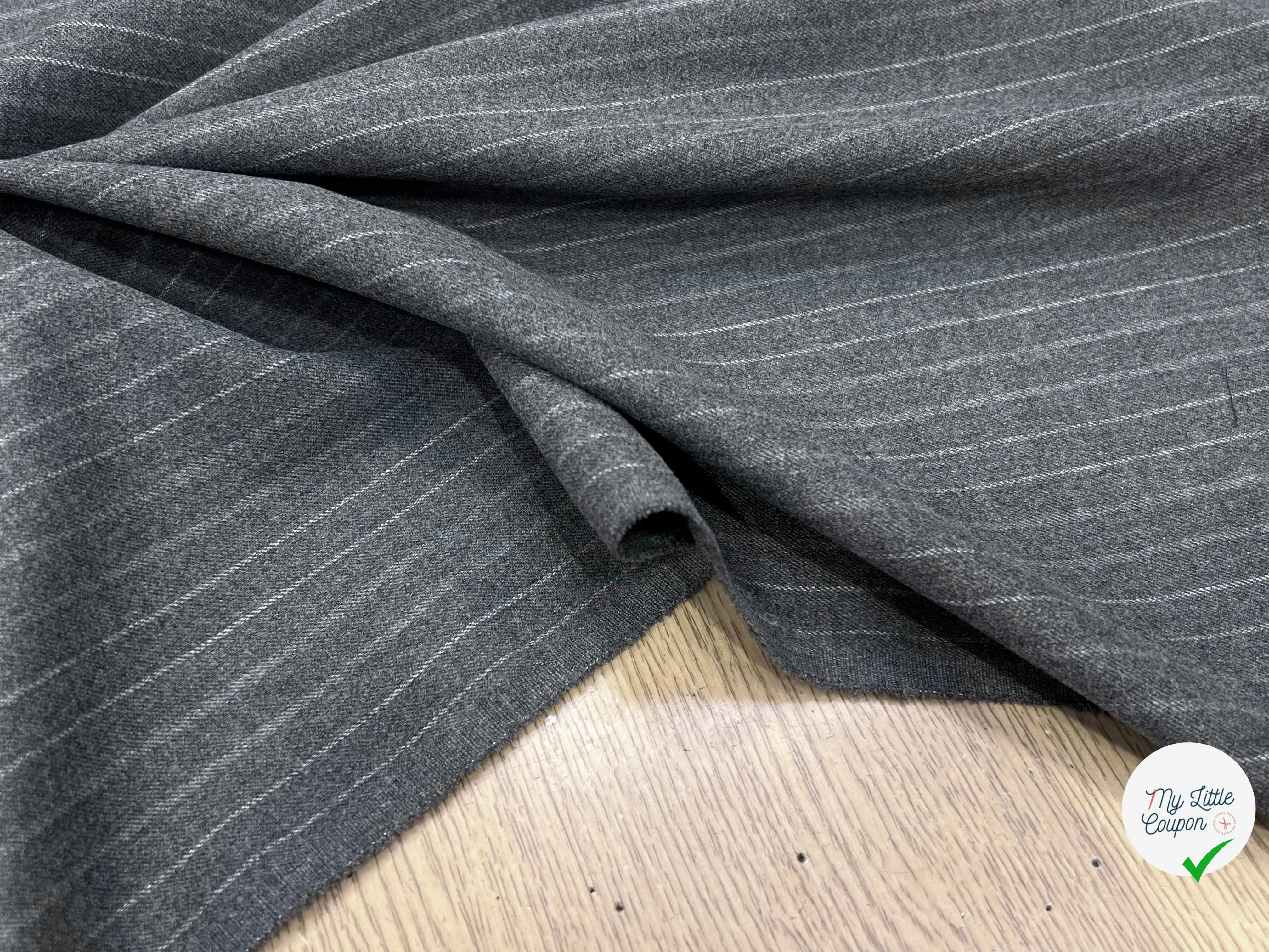 DRAPERIE LOURDE POLYVISCOSE RAYURES BLANCHES EFFET DUVTEUX - My Little Coupon