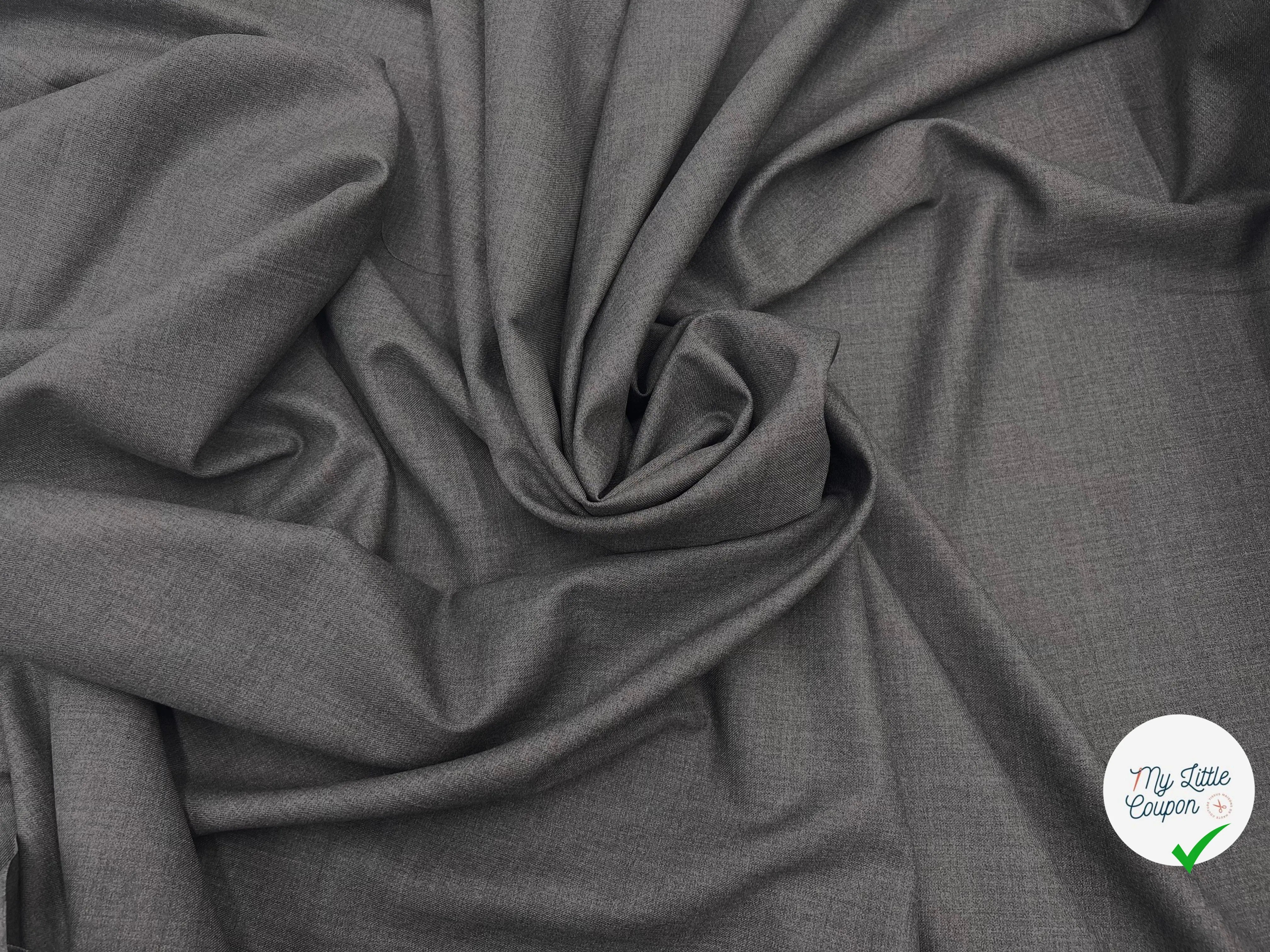 DRAPERIE PURE LAINE FINEMENT SERGÉE GRIS CLAIR - coupon de tissu de 3 mètres - My Little Coupon - tissu - coudre
