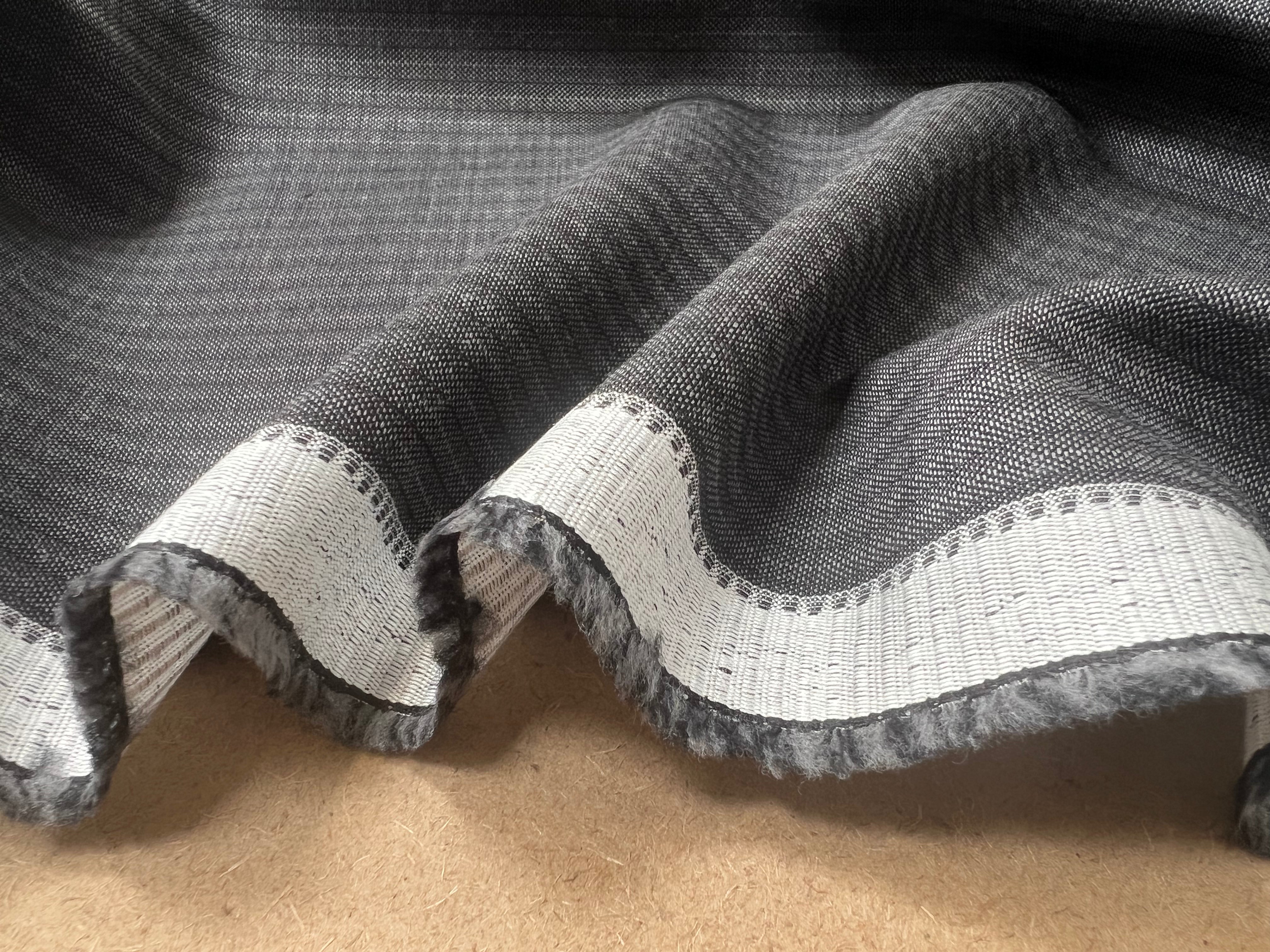 DRAPERIE RAYÉE GRIS ANTHRACITE 100% LAINE - My Little Coupon