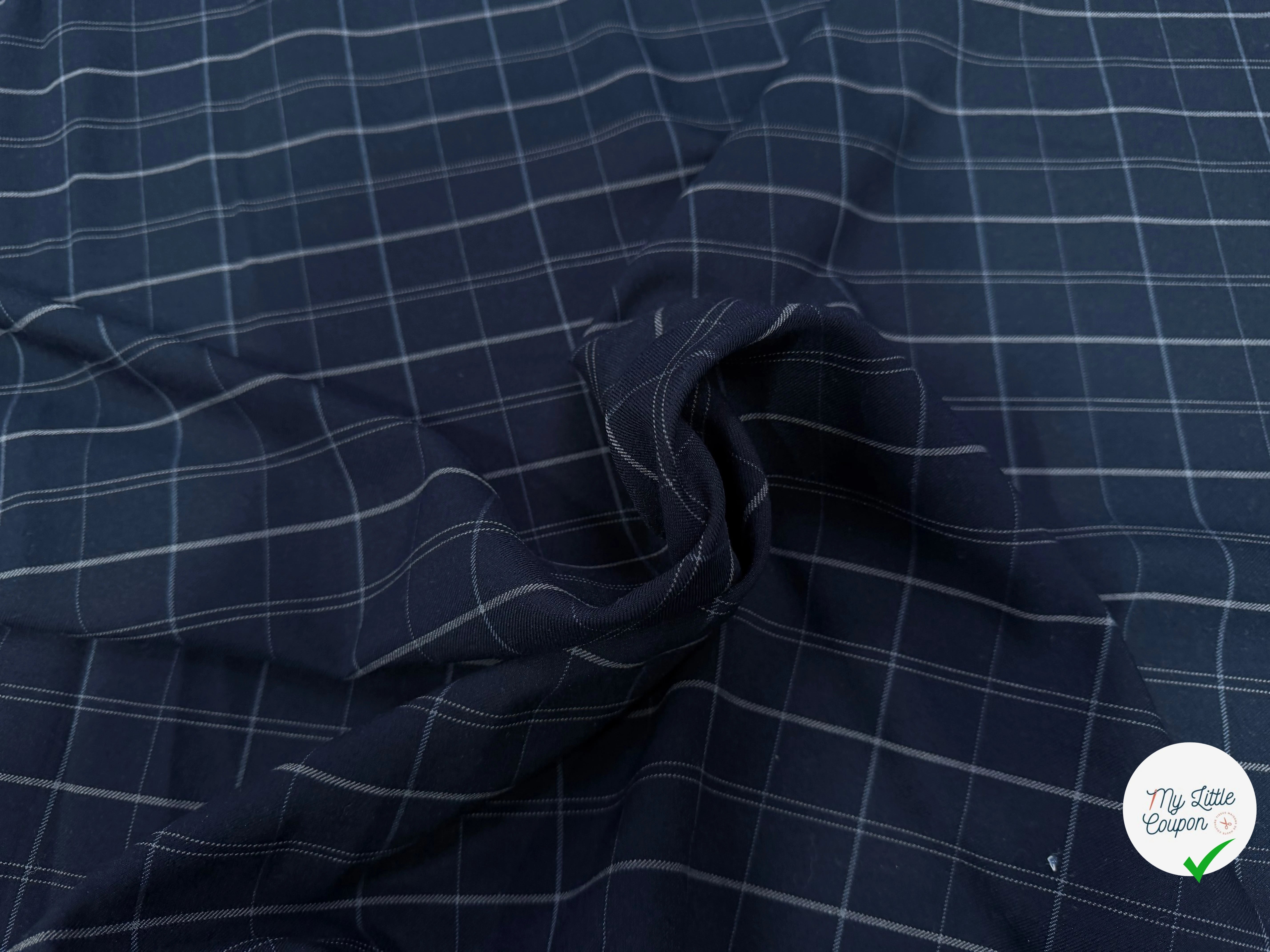 DRAPERIE SERGÉ CARREAUX NAVY - My Little Coupon