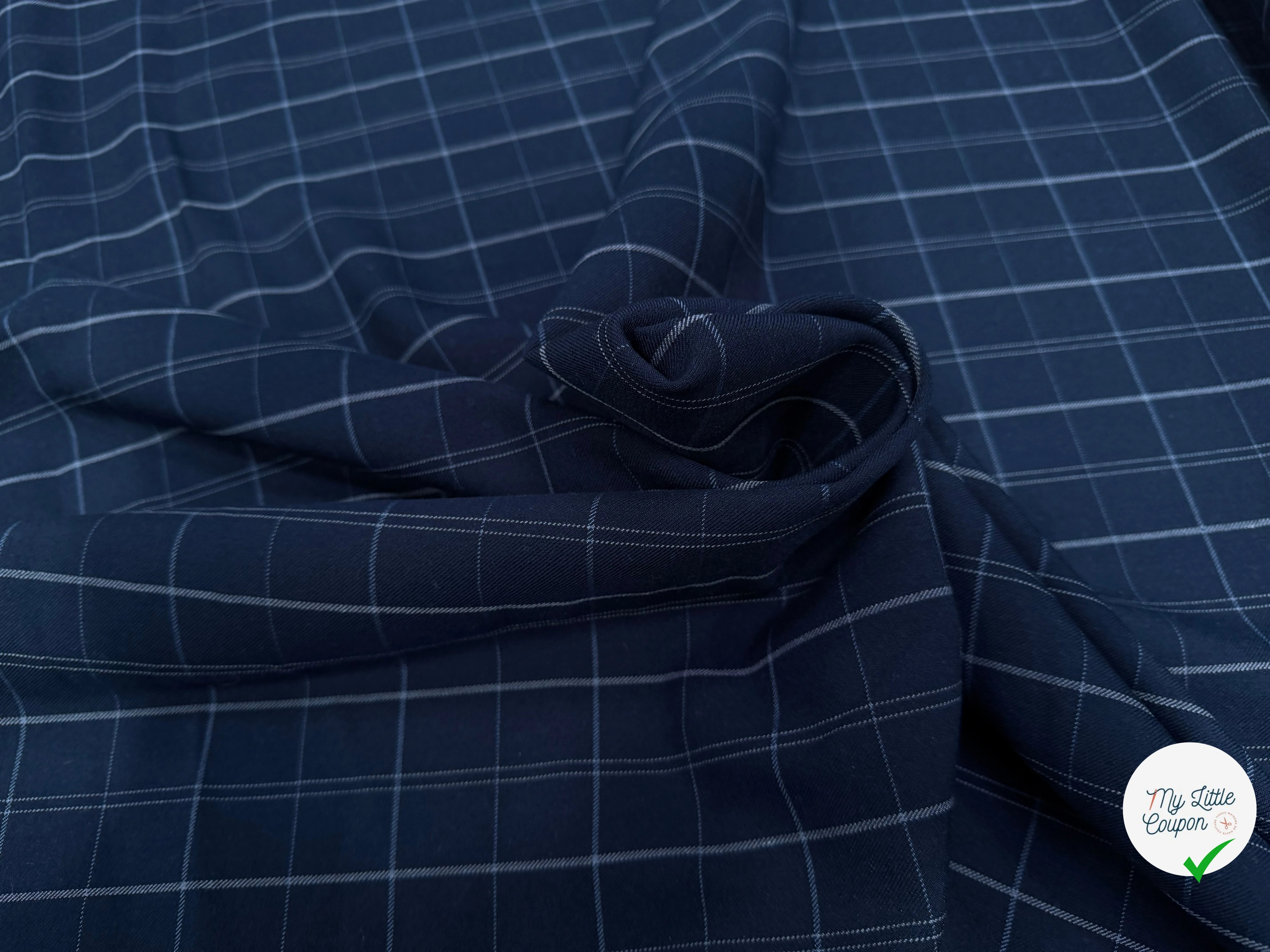 DRAPERIE SERGÉ CARREAUX NAVY - My Little Coupon