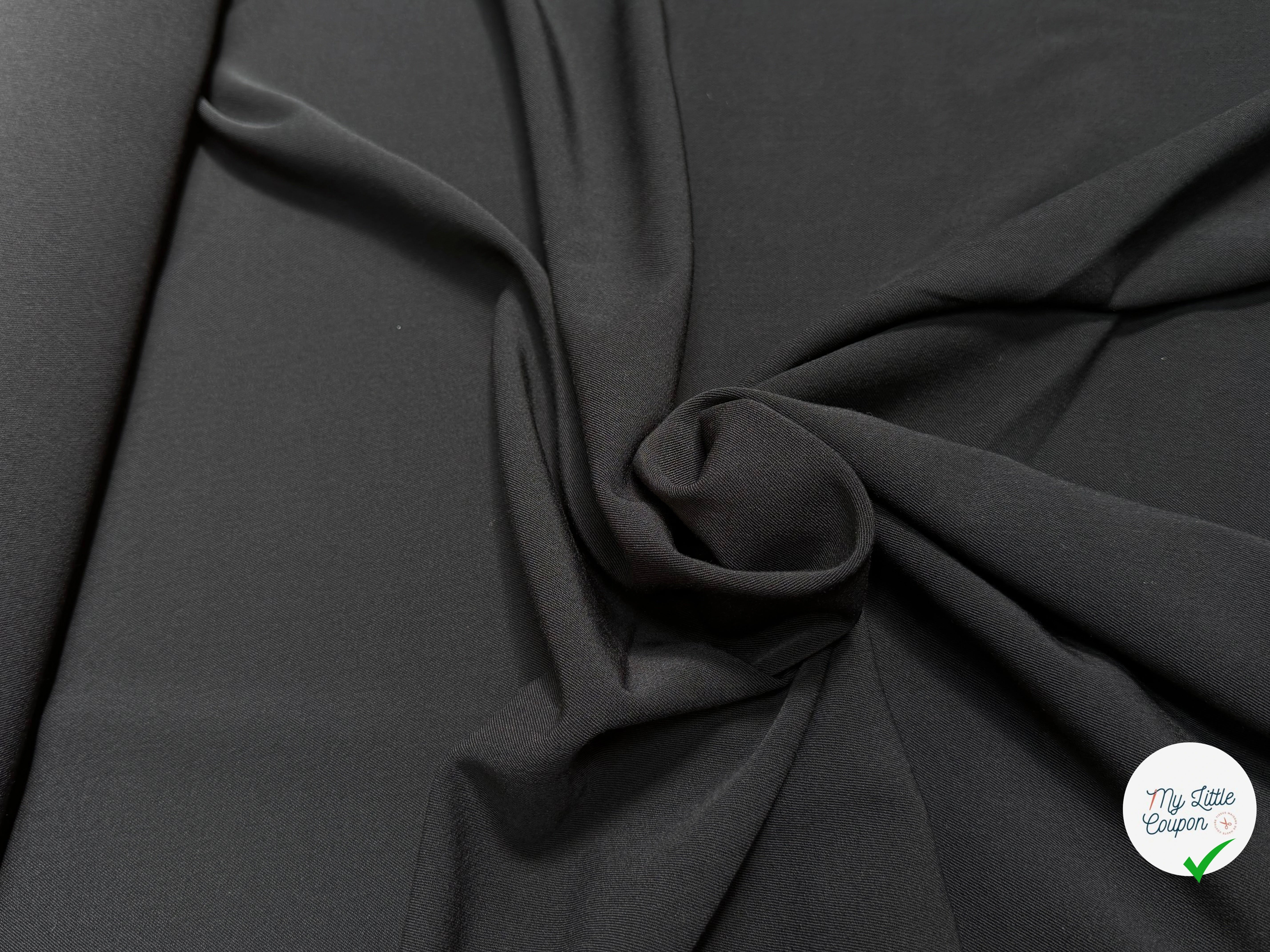 DRAPERIE SERGÉE POLYAINE NOIR 43% LAINE STRETCH - My Little Coupon
