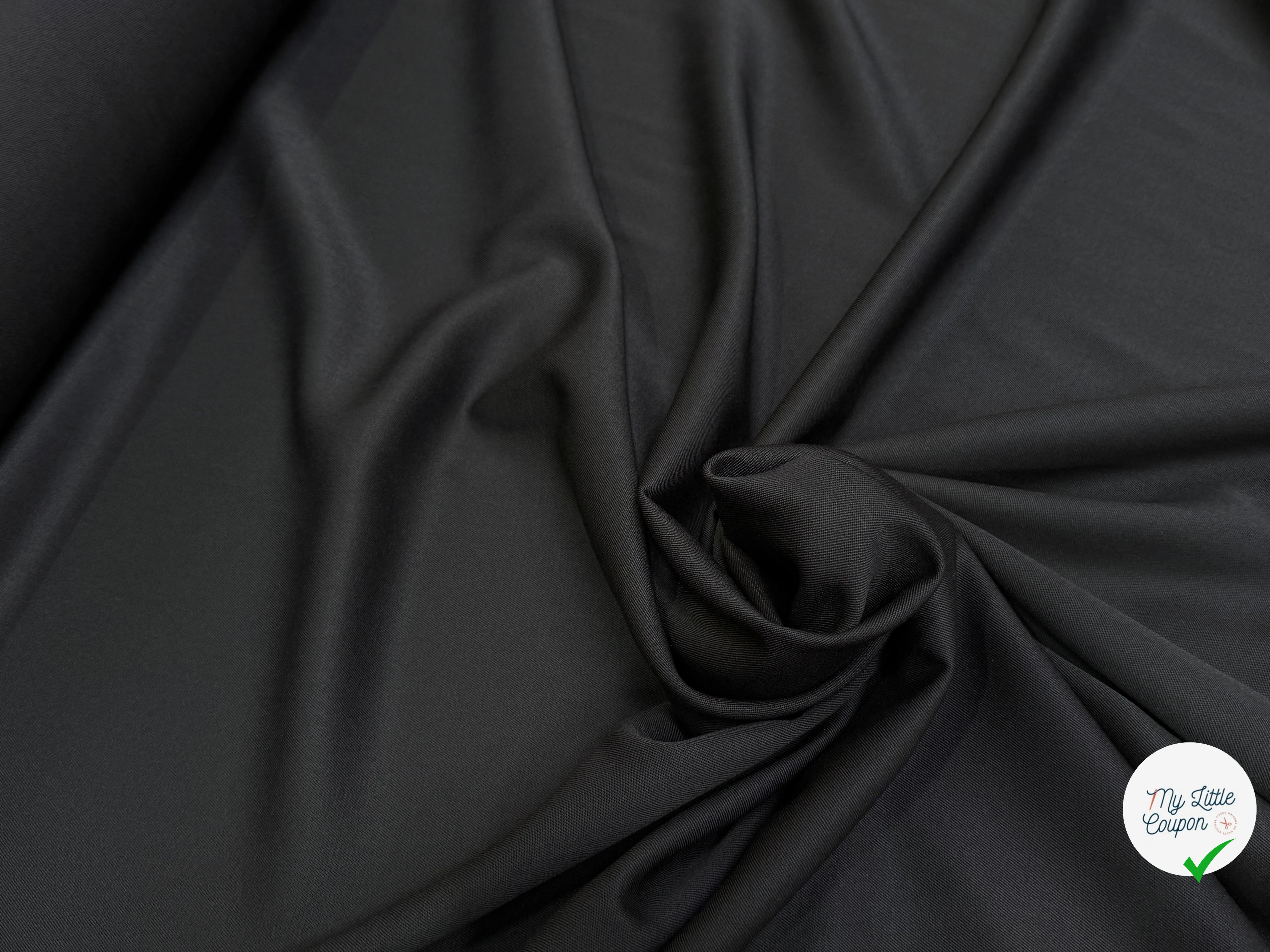 DRAPERIE SERGÉE POLYLAINE NOIR TOMBÉ SOYEUX - My Little Coupon
