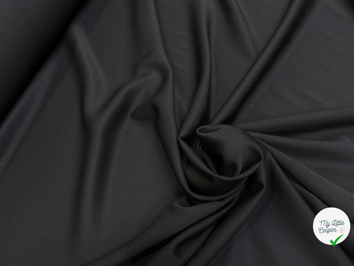 DRAPERIE SERGÉE POLYLAINE NOIR TOMBÉ SOYEUX - My Little Coupon