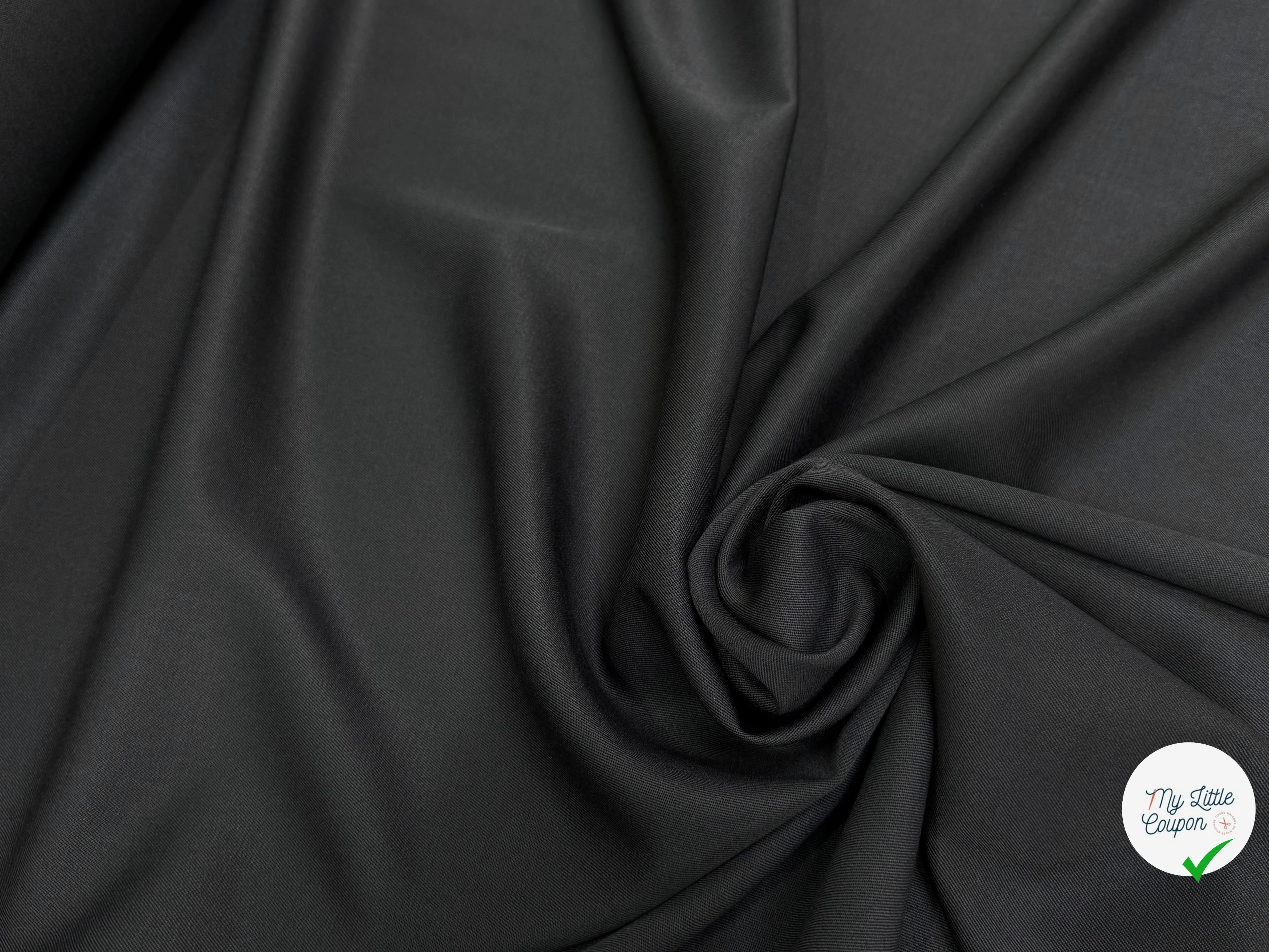 DRAPERIE SERGÉE POLYLAINE NOIR TOMBÉ SOYEUX - My Little Coupon