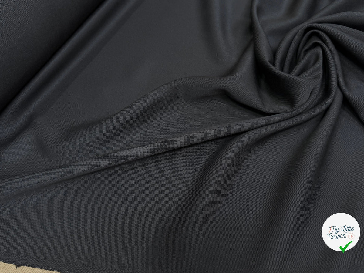 DRAPERIE SERGÉE POLYLAINE NOIR TOMBÉ SOYEUX - My Little Coupon