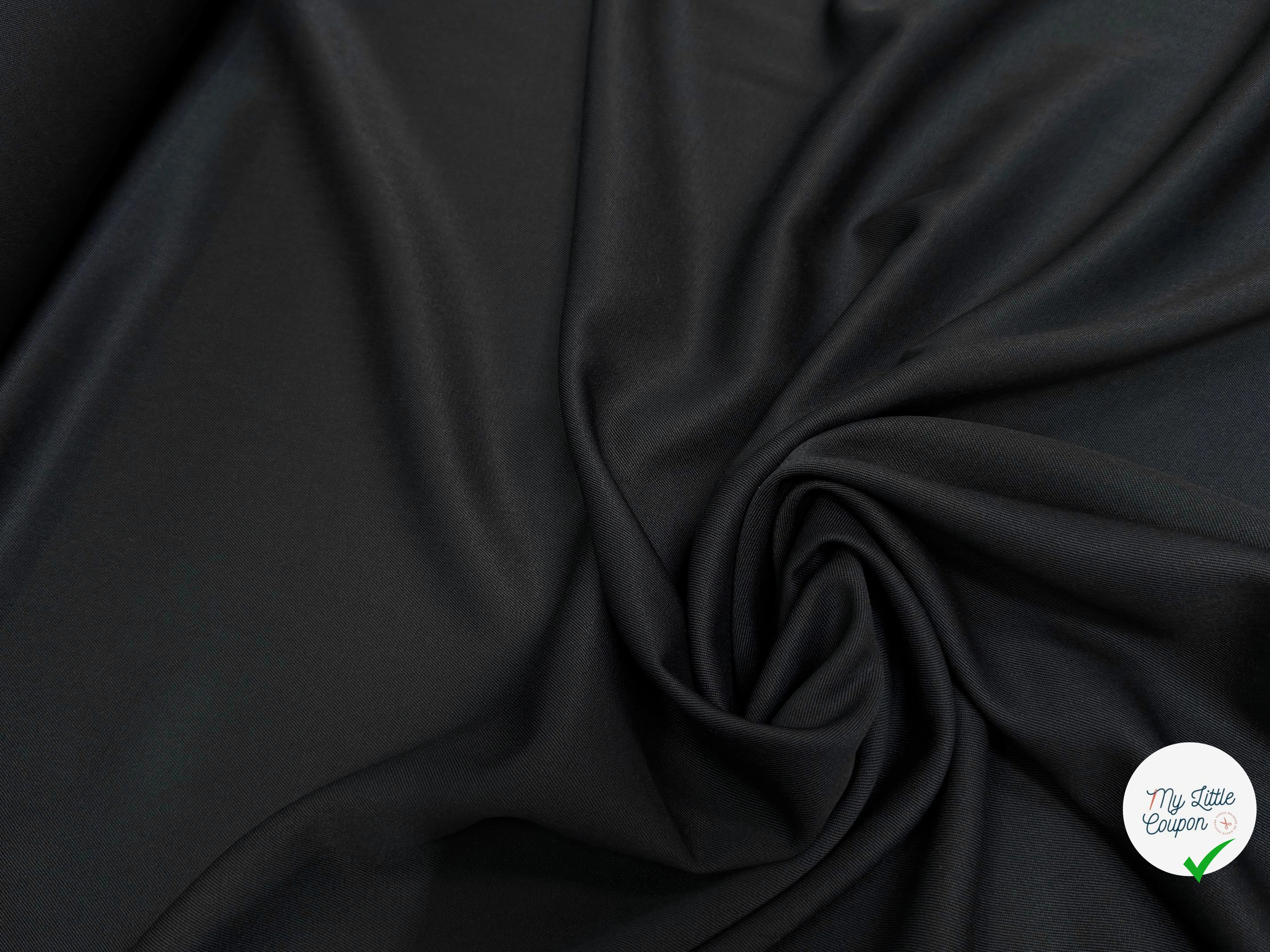 DRAPERIE SERGÉE POLYLAINE NOIR TOMBÉ SOYEUX - My Little Coupon
