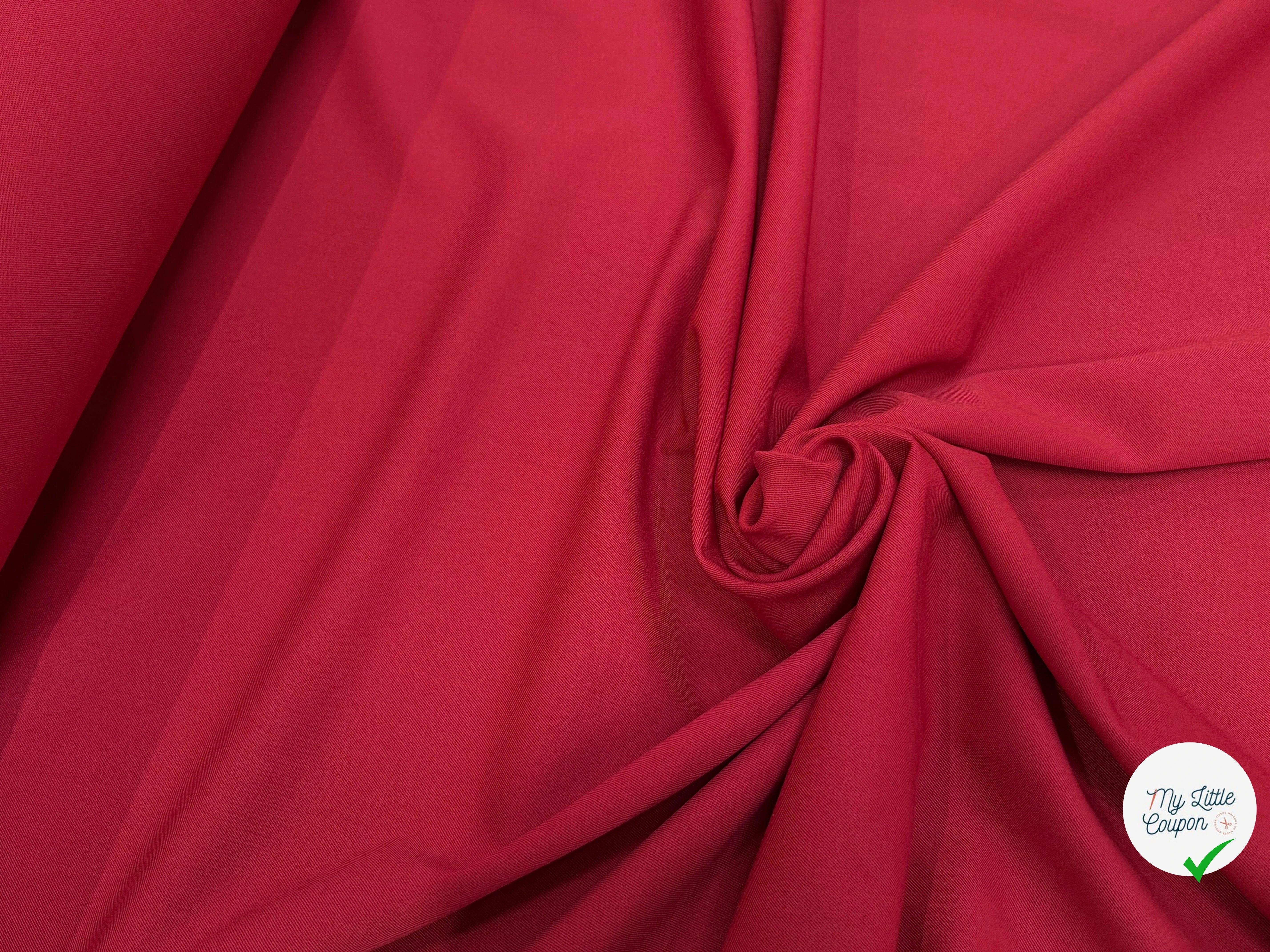 DRAPERIE SERGÉE POLYLAINE STRETCH CERISE NET - My Little Coupon
