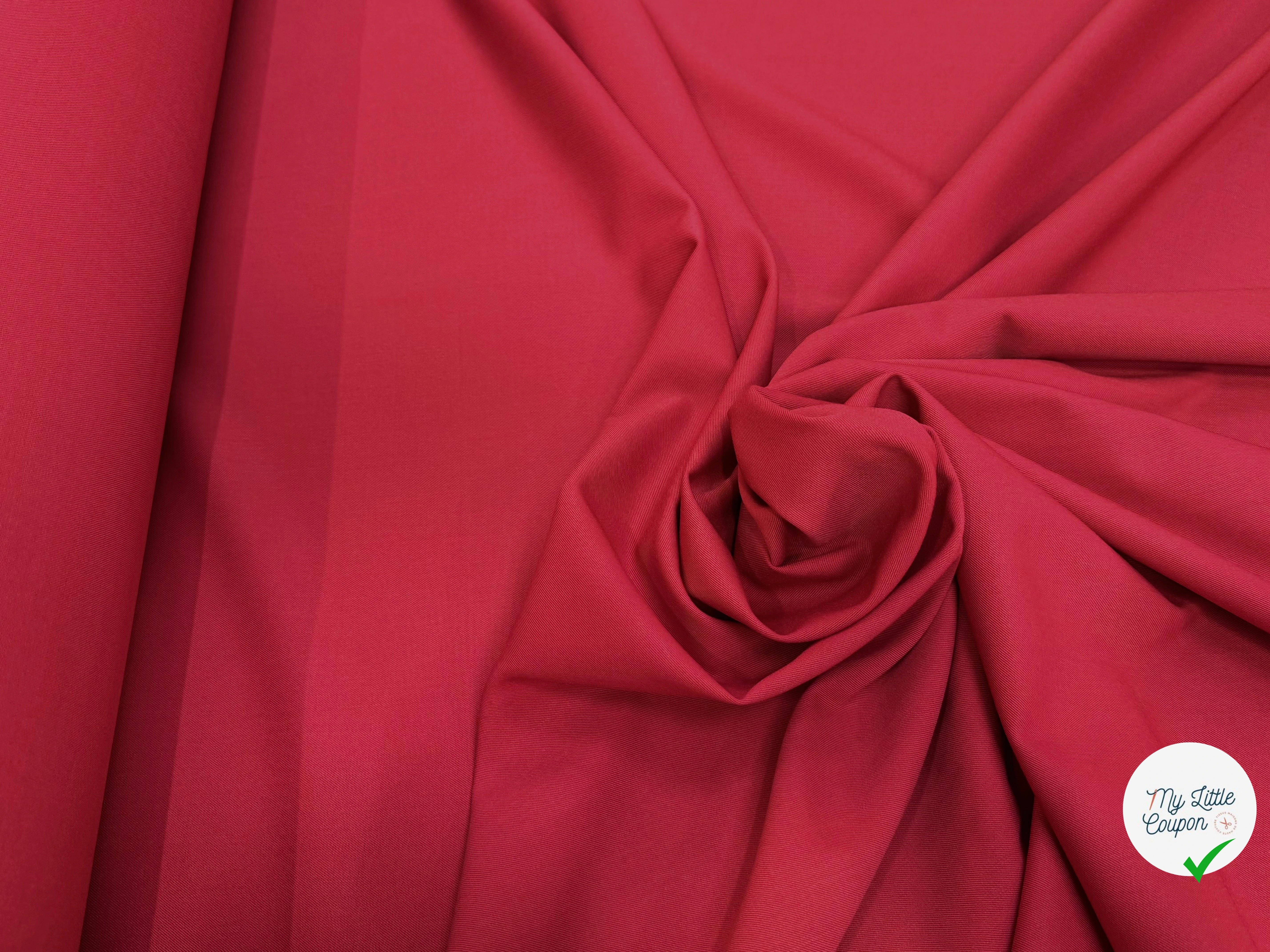 DRAPERIE SERGÉE POLYLAINE STRETCH CERISE NET - My Little Coupon
